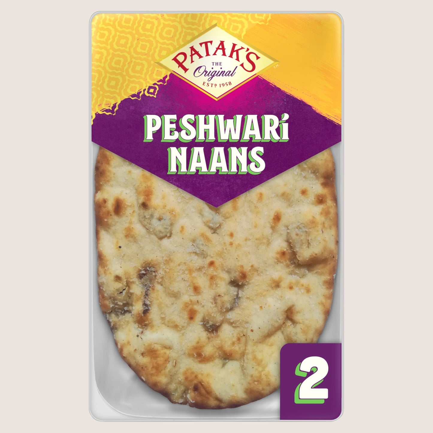 Patak's Peshwari Naan Breads x 2 No Artificial Additives