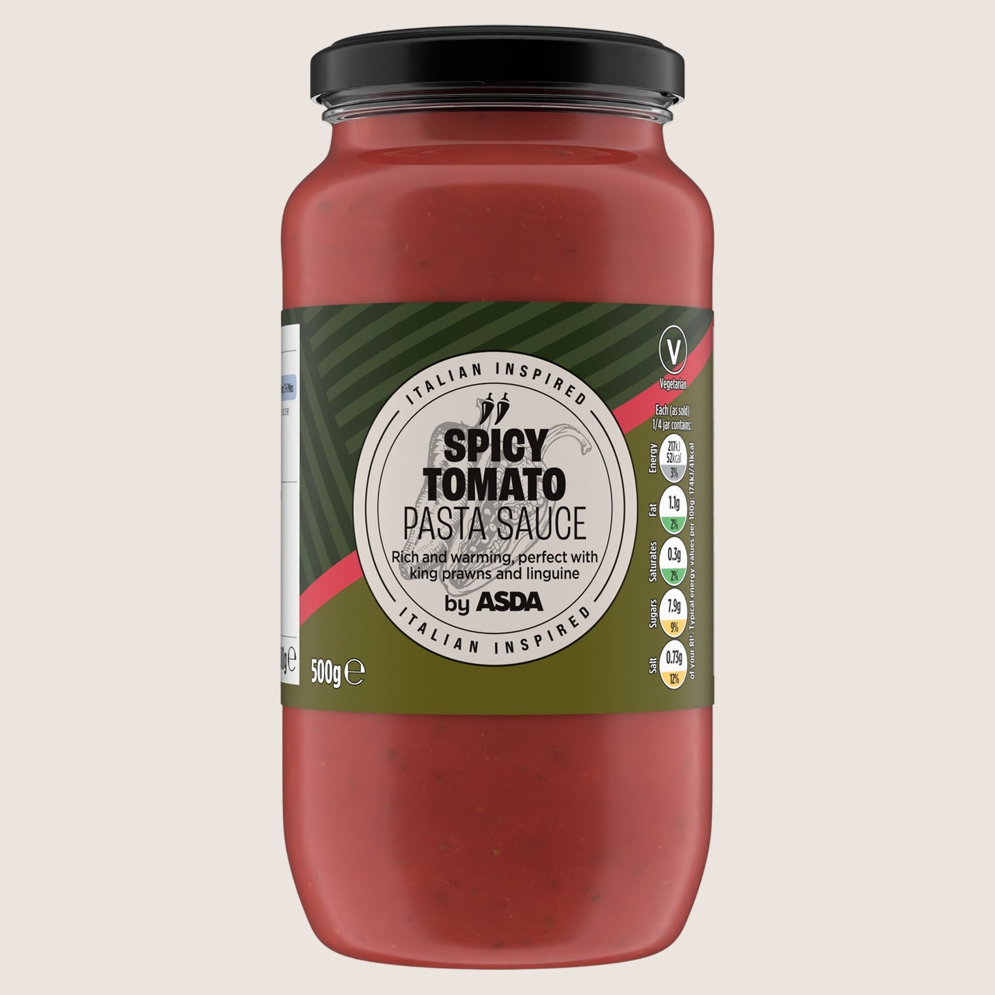 ASDA Spicy Tomato Pasta Sauce No Artificial Additives 500g