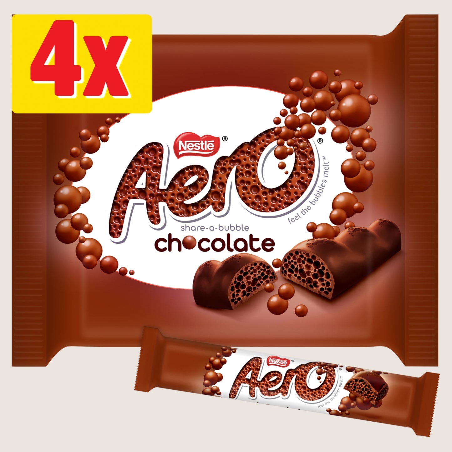 Nestlé Aero Bubbly Milk Chocolate Bar 4 Pack 108g