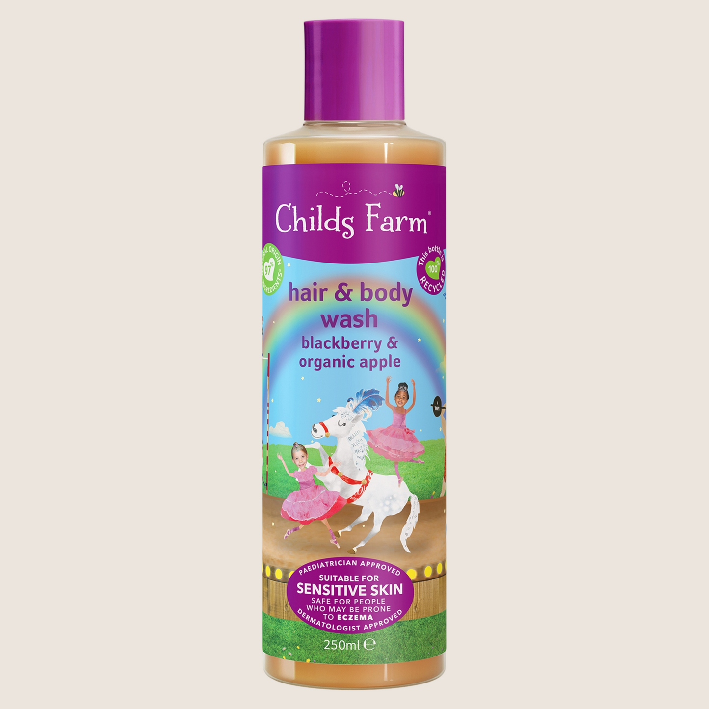 Childs Farm Blackberry & Apple Hair & Body Wash Gentle Tear-free Formula for Kids Babies & Sensitive Skin 250ml