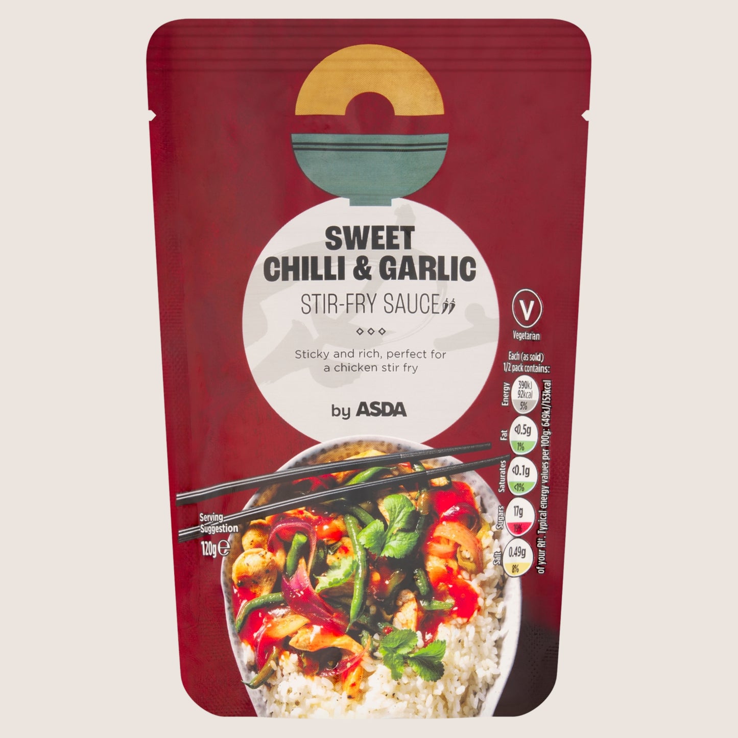 ASDA Sweet Chilli & Garlic Stir-Fry Sauce No Artificial Additives 120g
