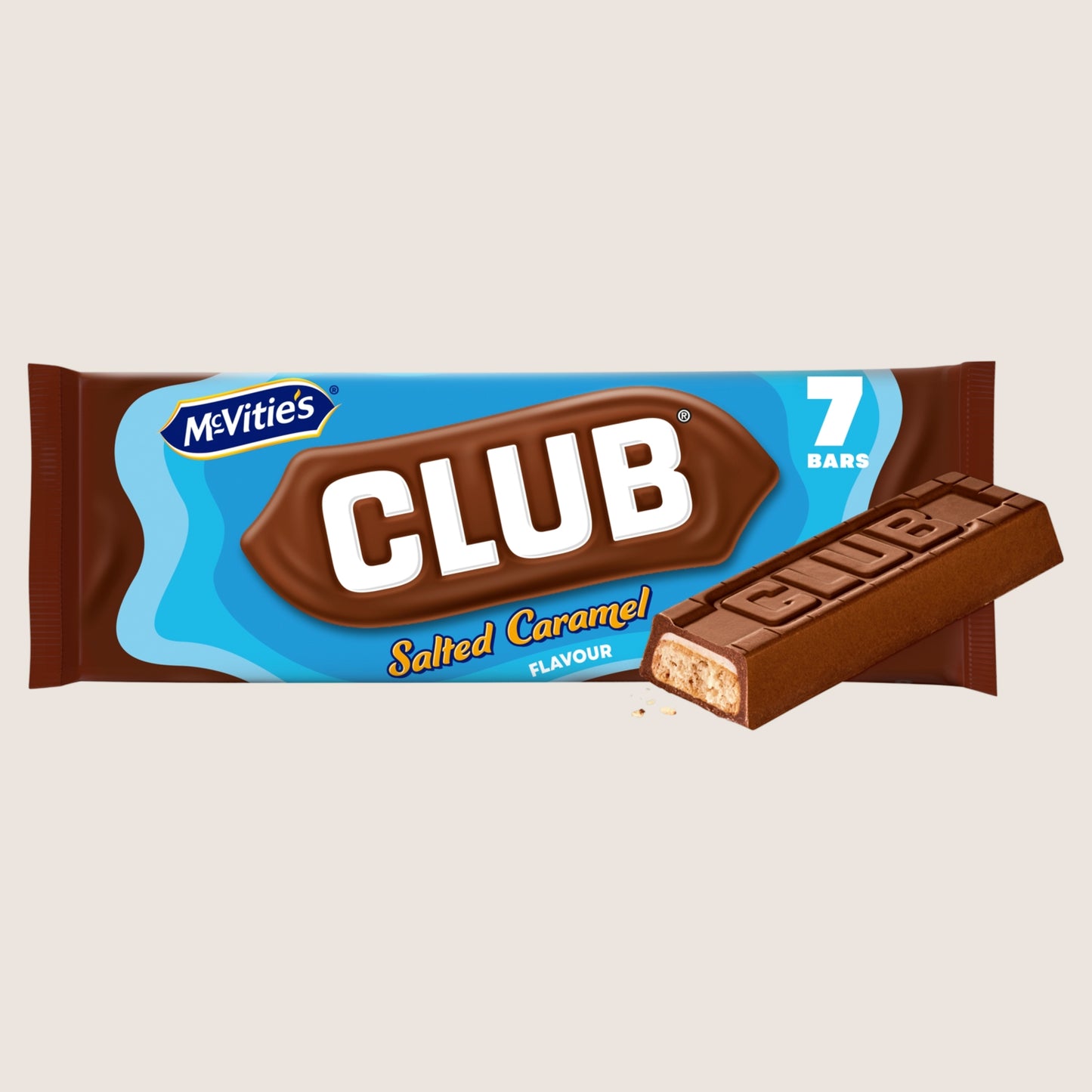 McVitie's McVitie's Club Salted Caramel Flavour Biscuit Bars Free From Artificial Additives 7 x 22g