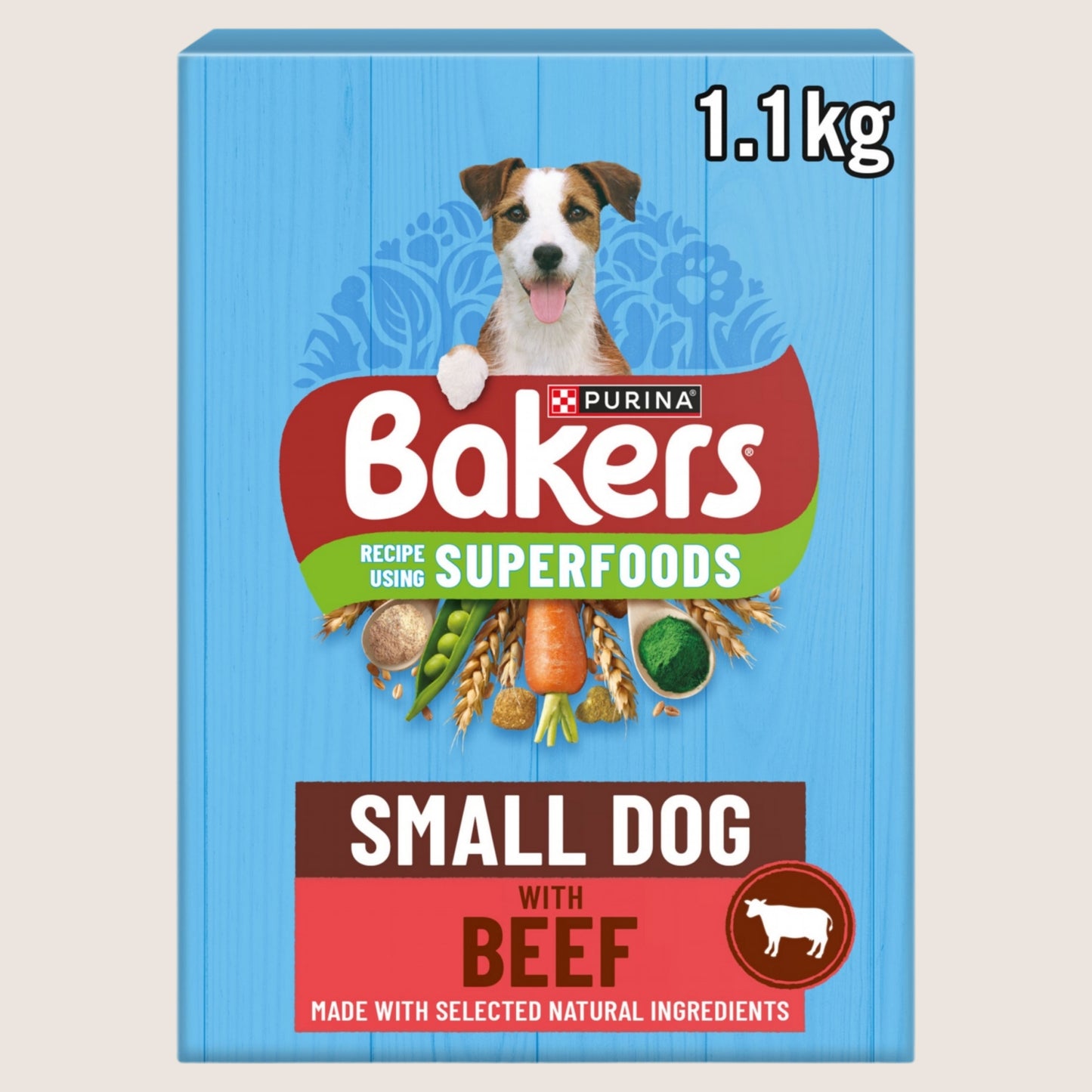 Bakers Superfoods Small Dog Beef Dry Dog Food Complete Nutrition 1.1kg