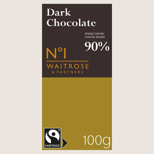 Waitrose No.1 Dark Chocolate 90% Pure Indulgence 100G