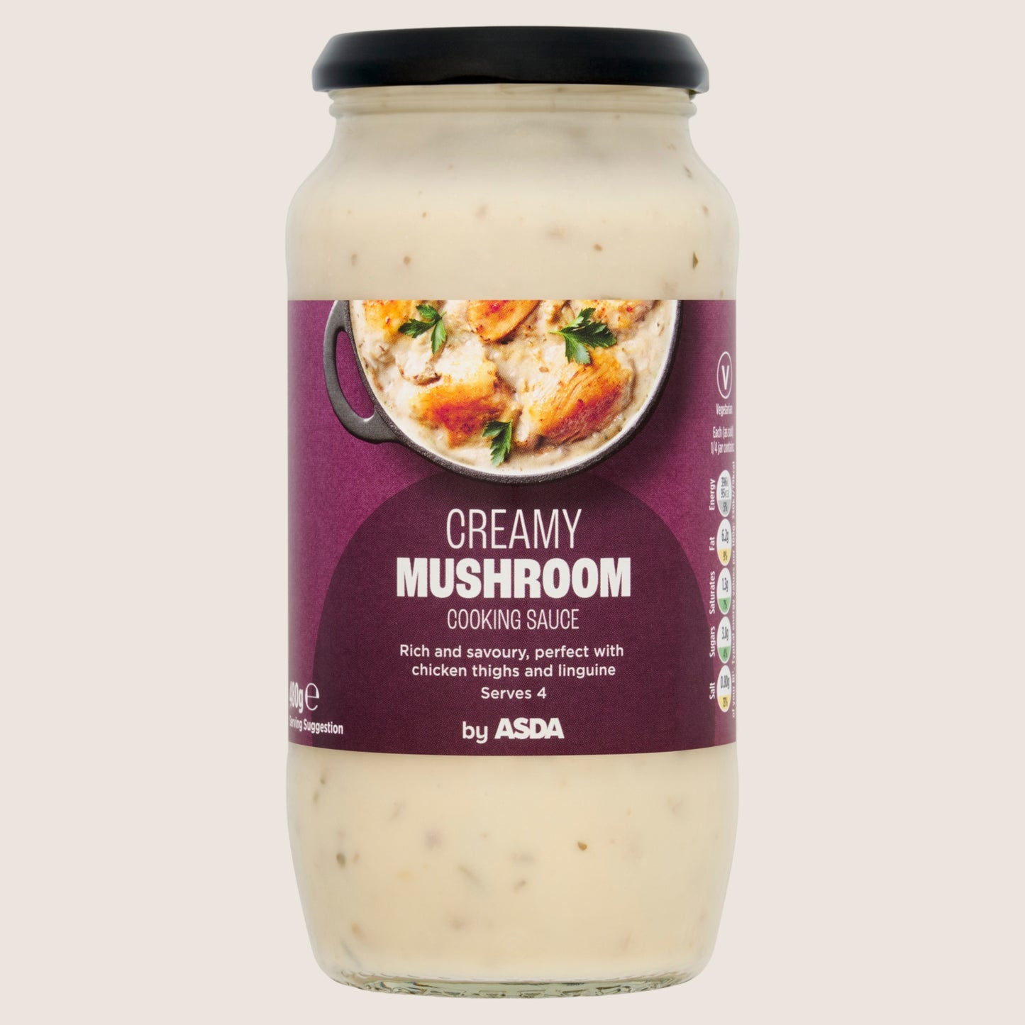 ASDA Creamy Mushroom Cooking Sauce No Artificial Additives 480g