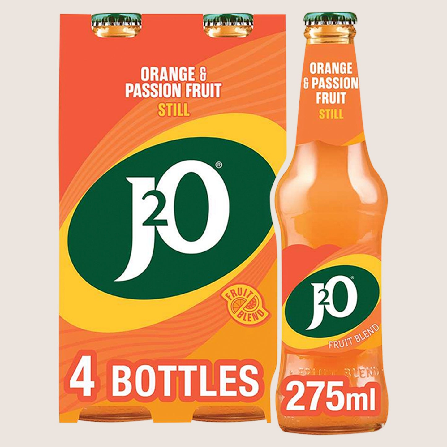 J2O Orange & Passion Fruit Refreshing 4 x 275ml