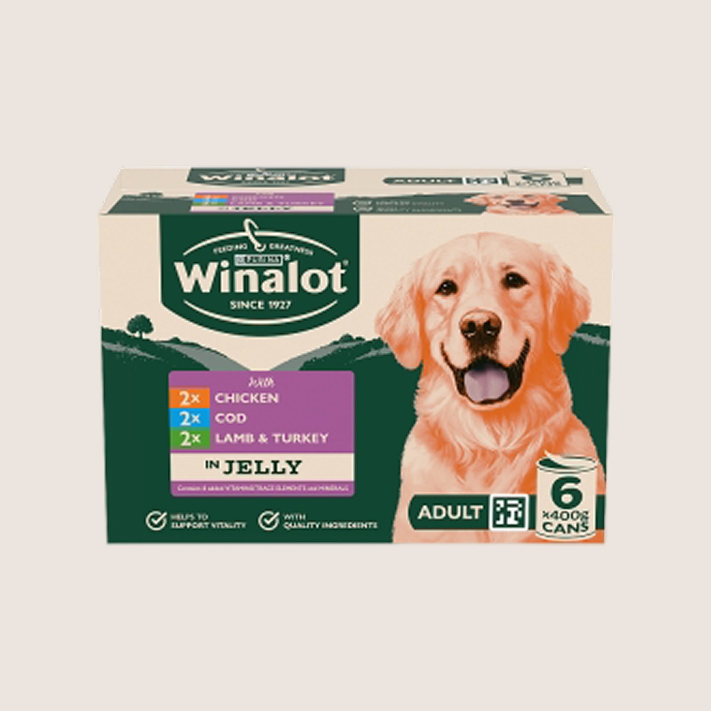 Winalot Classics Mixed in Jelly with Cod Wet Dog Food Complete Nutrition 6x400g