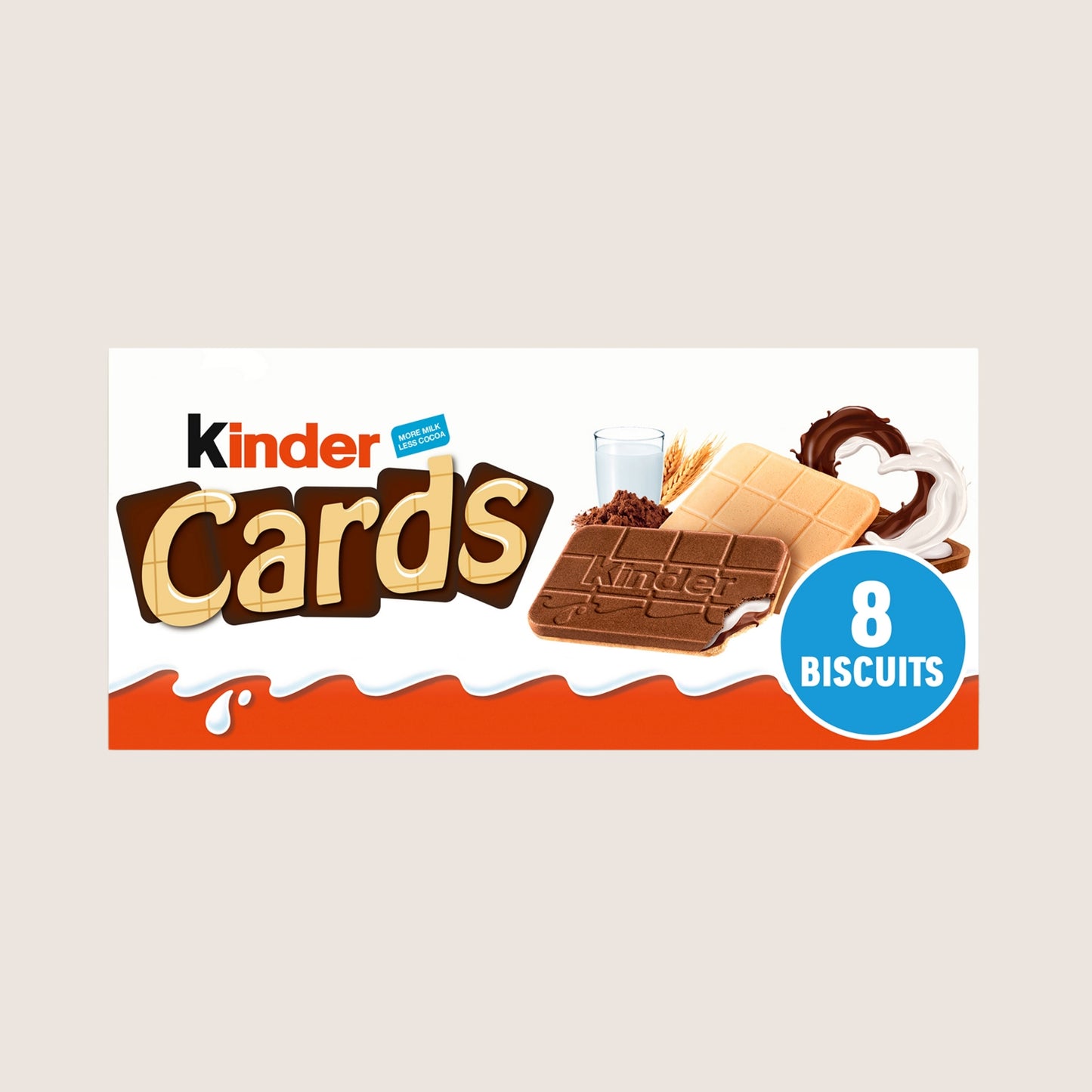 Kinder Cards Milk Chocolate Wafer Biscuit Snack Bars Milk Chocolate 8 x 12.8g