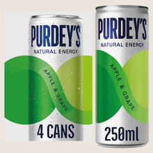 Purdey's Natural Energy Apple & Grape Cans No Artificial Additives 4 x 250ml