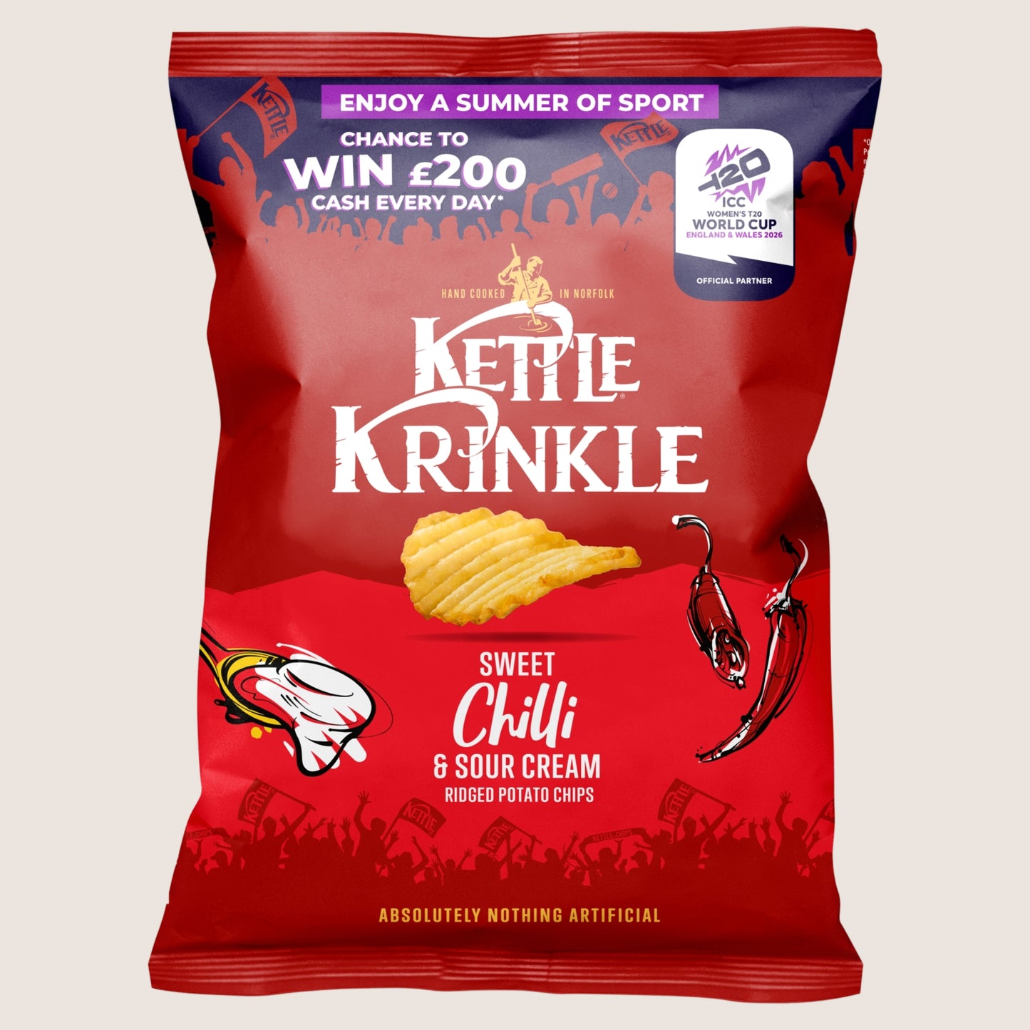 Kettle Krinkle Sweet Chilli & Sour Cream Ridged Potato Chips Gluten Free 130g