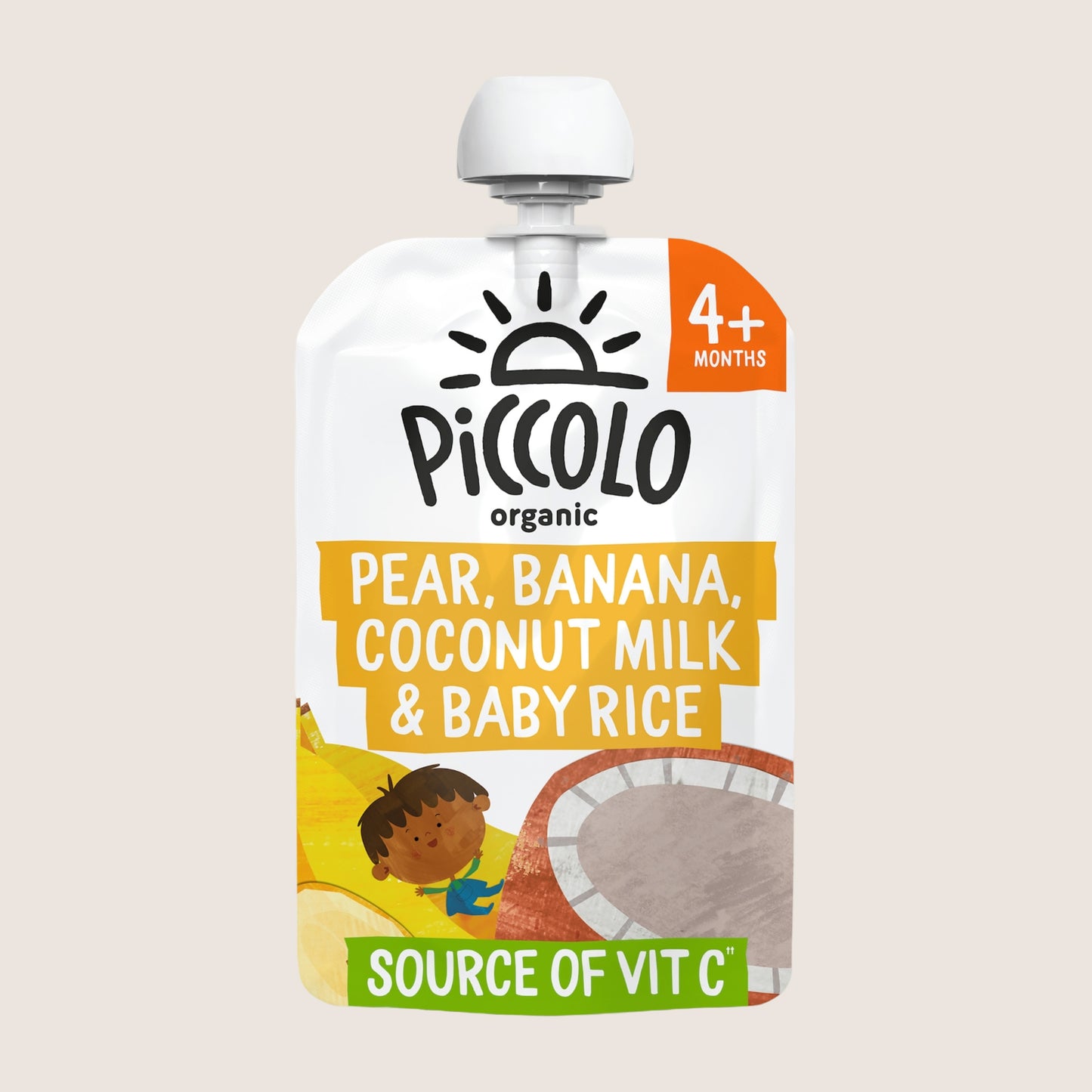 Piccolo Organic Pear Banana Coconut Milk & Baby Rice Smooth 4 Months+ 100g