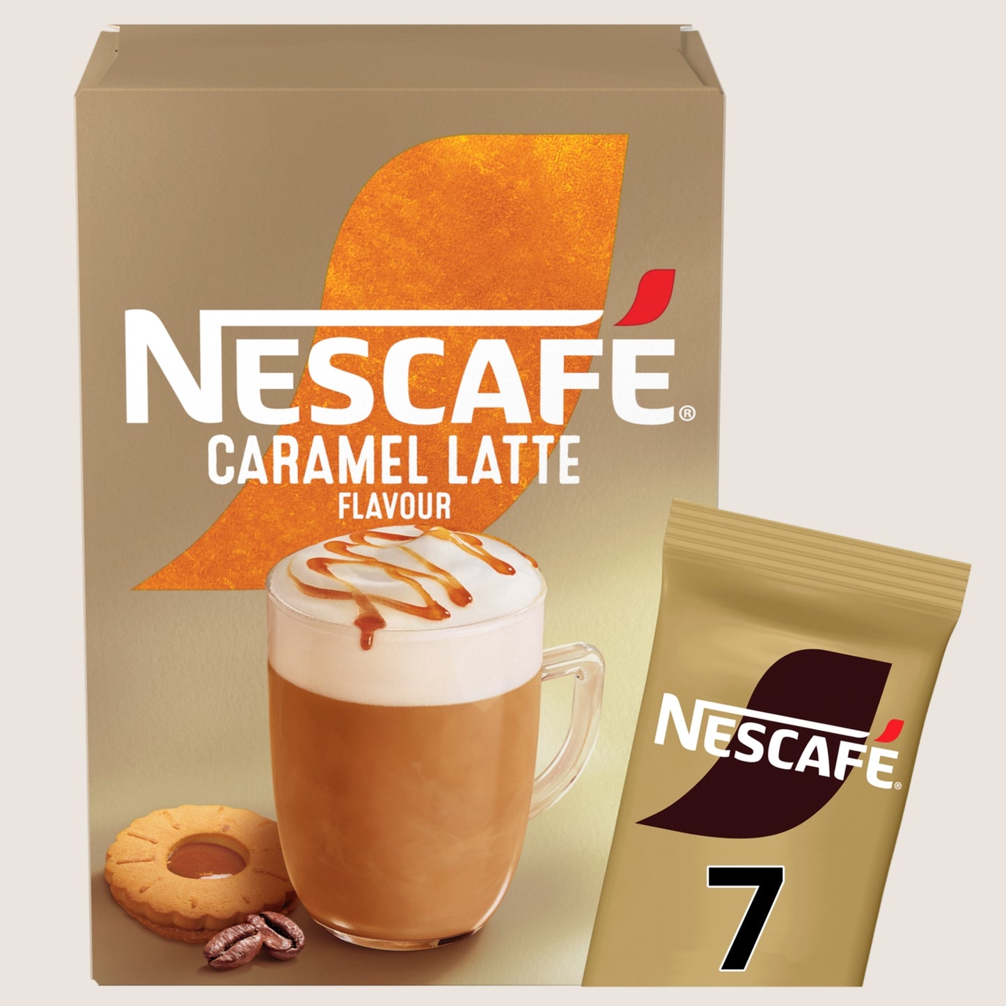 Nescafé Caramel Latte Instant Coffee Sachets No Artificial Additives 7 x 17g