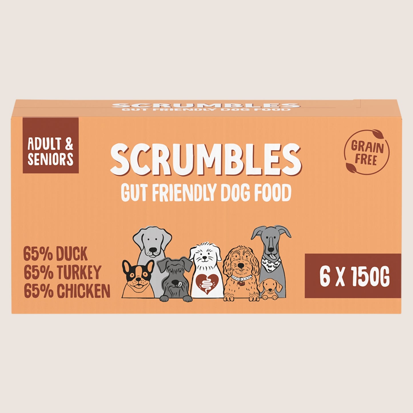 Scrumbles Gut Friendly Wet Dog Food Grain Free 6 x 150g