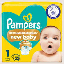 Pampers Premium Protection New Baby Size 1, , - Carry Pack Dermatologist Tested 22 Nappie 2kg