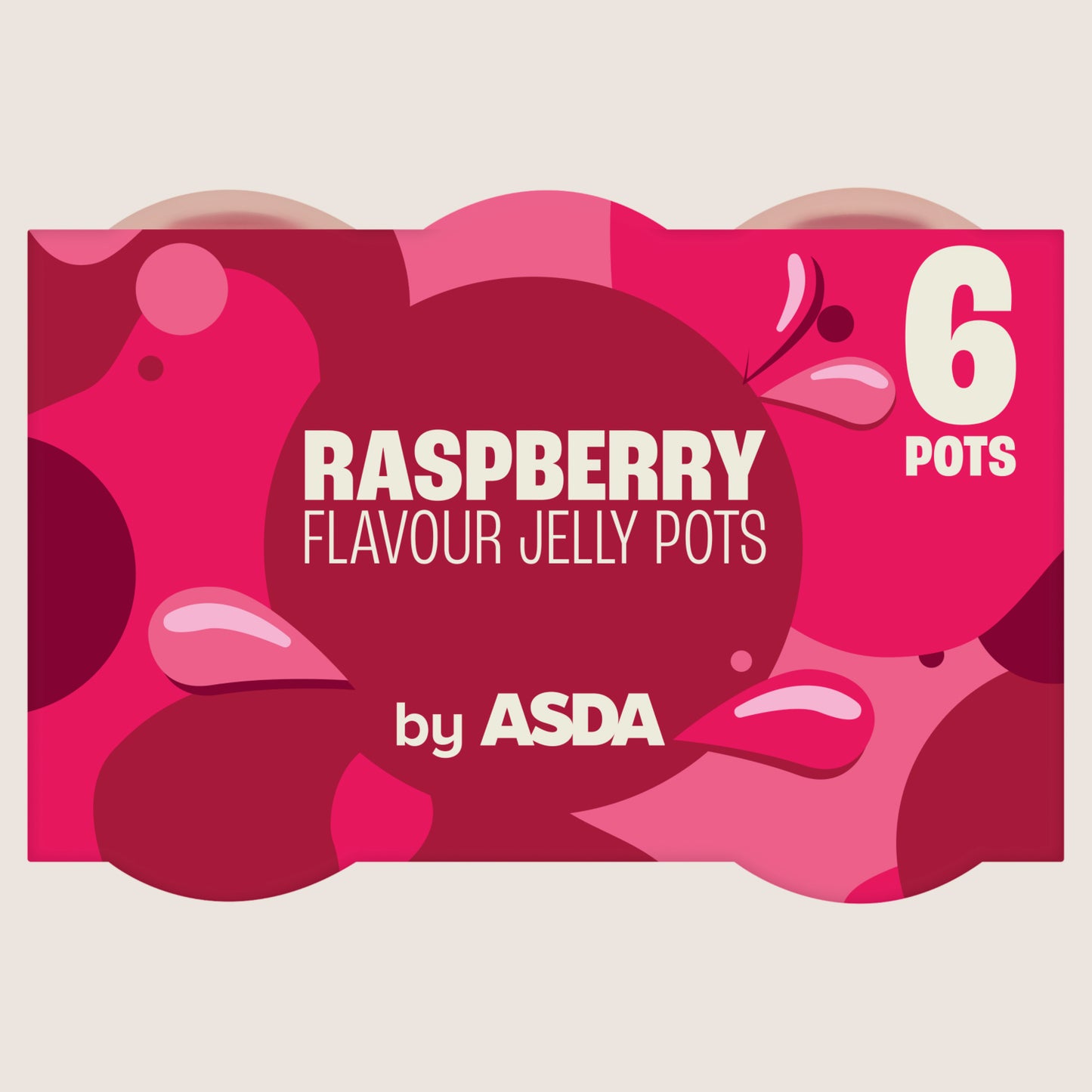 ASDA Raspberry Flavour Jelly Pots No Added Sugar 6 x 120g