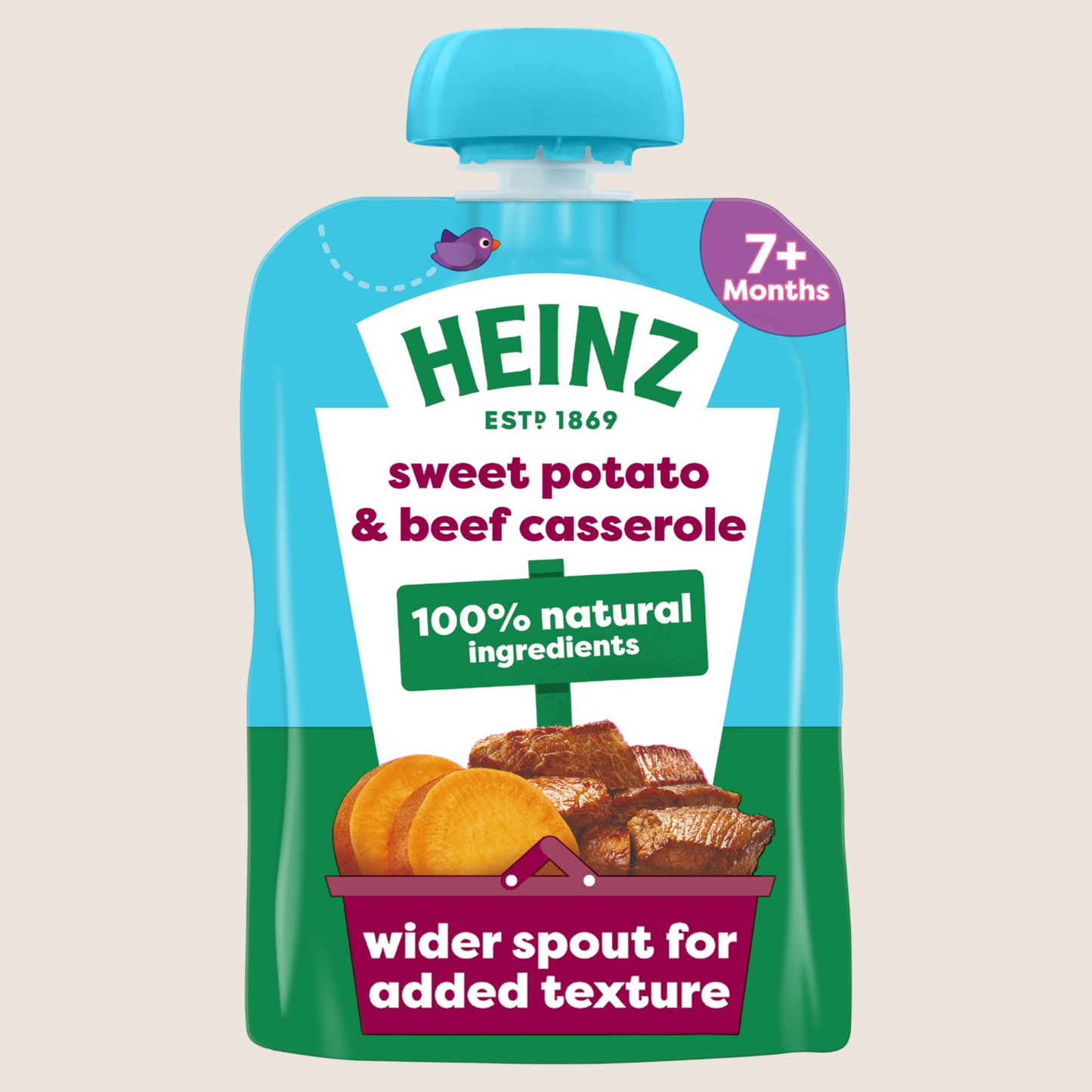 Heinz Sweet Potato & Beef Casserole Baby Food Pouch 7+ Months No Artificial Additives 130g