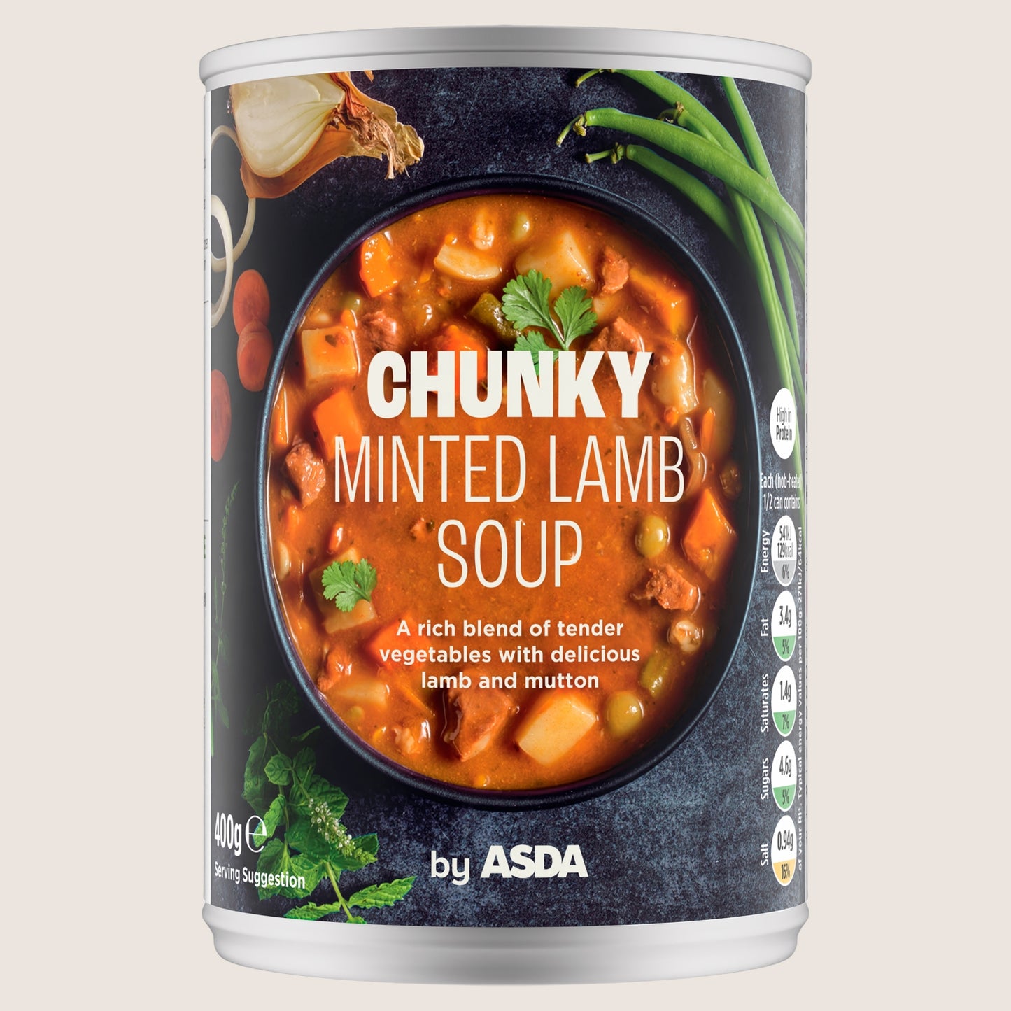 ASDA Chunky Minted Lamb Soup No Artificial Additives 400g