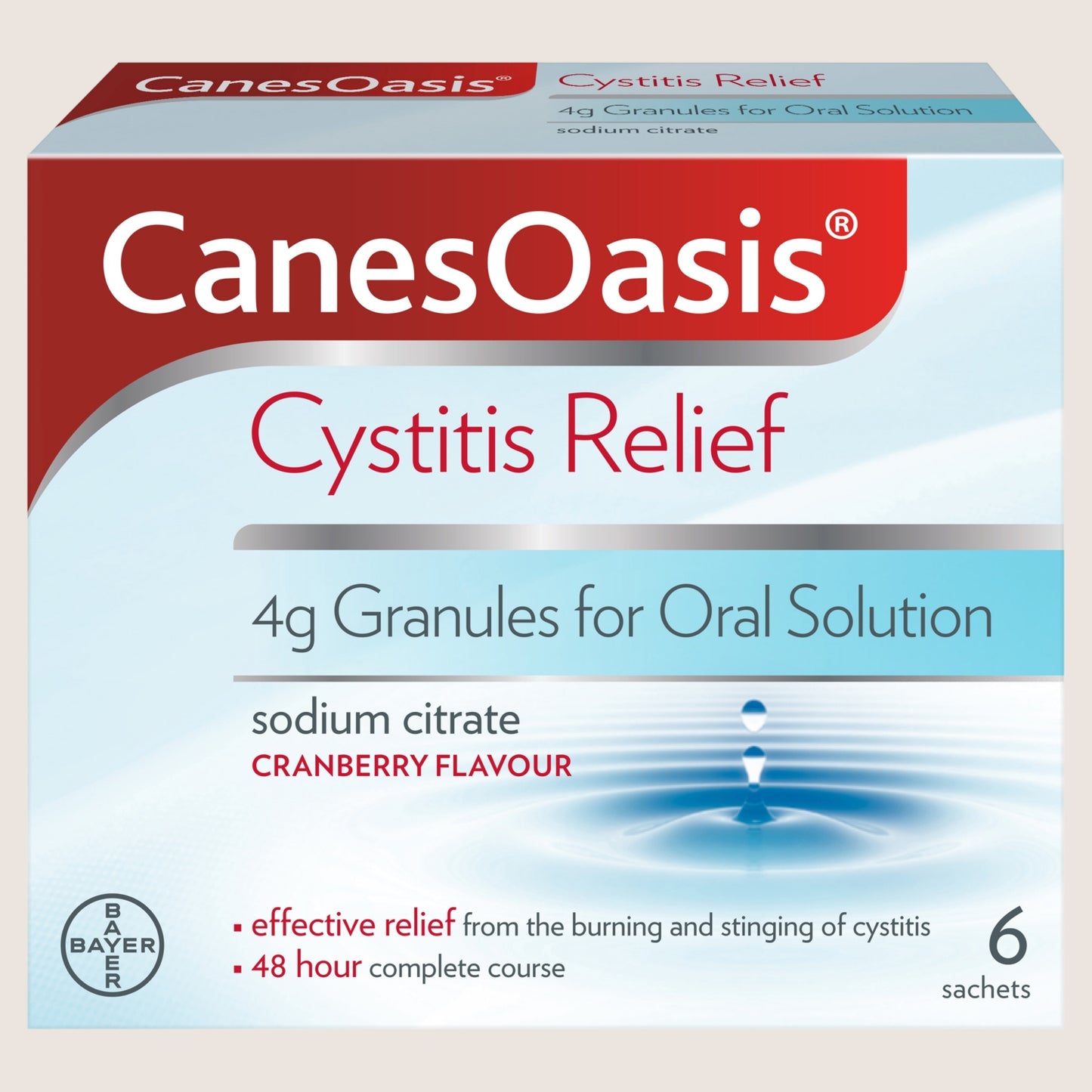 CanesOasis Cystitis Relief Granules for Oral Solution Cranberry Flavour 6 Sachets