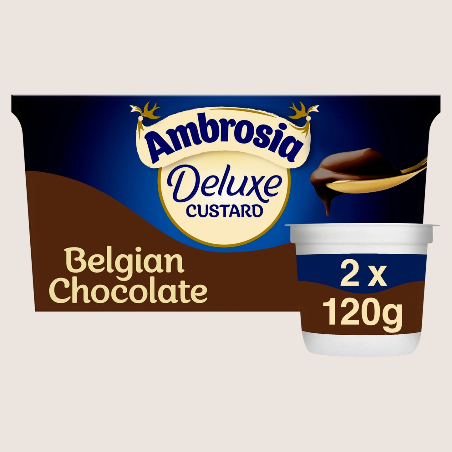 Ambrosia Deluxe Belgian Chocolate Custard Dessert Snack Pots No Artificial Additives 2 x 120g