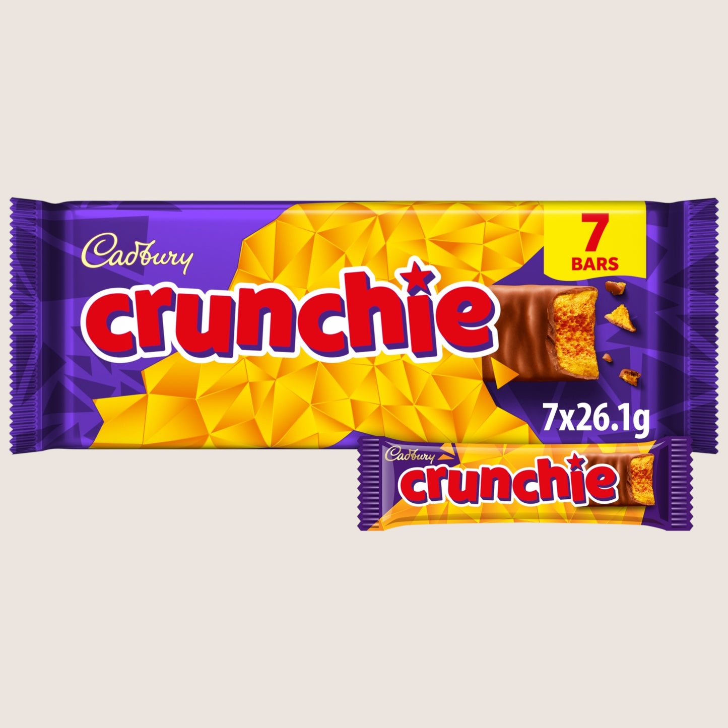 Cadbury Crunchie Chocolate Bar 7 Pack 7 x 26.1g