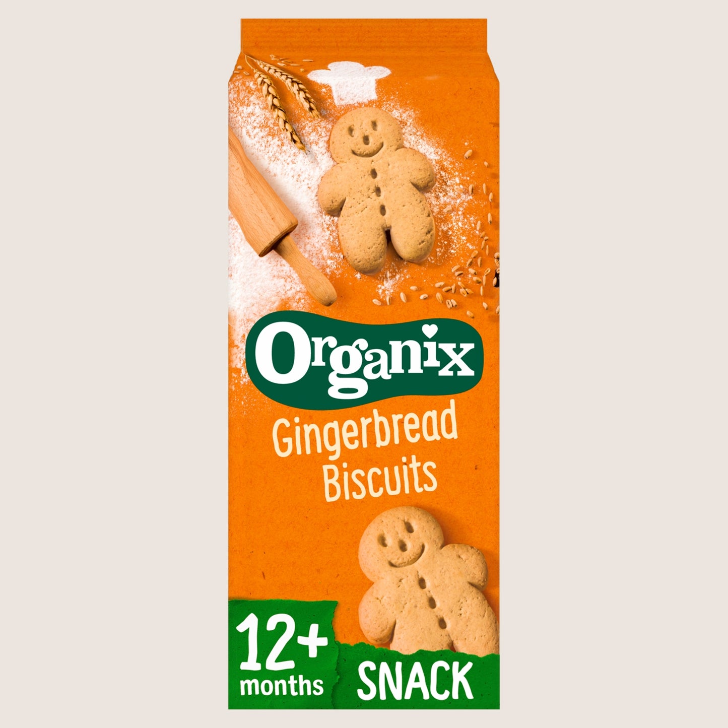 Organix Gingerbread Men Biscuits Toddler Snacks 12 months+ Free From Artificial Additives 135g