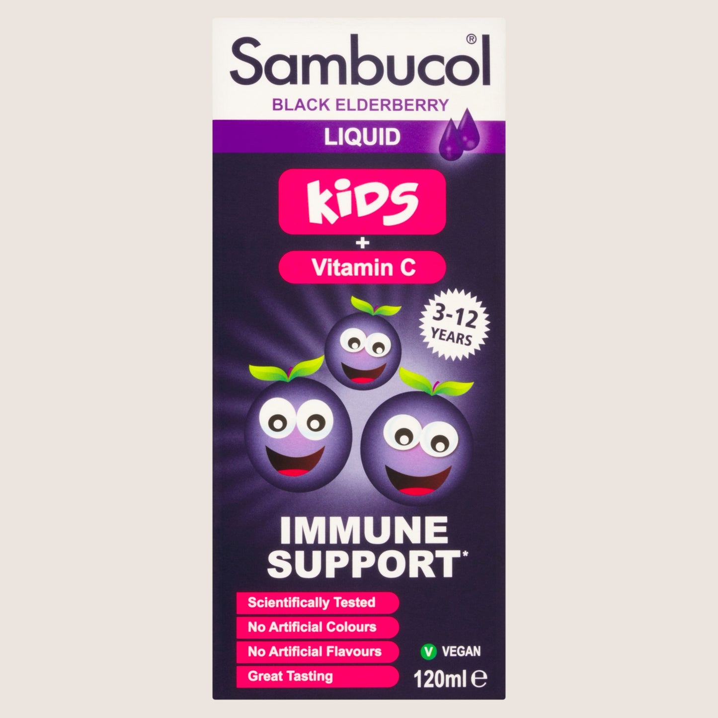 Sambucol Black Elderberry Liquid for Kids + Vitamin C 3-12 Years