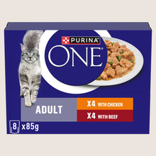 Purina ONE PURINA ONE Mini Fillets Chicken and Beef Wet Cat Food With Omega Oils 8x85g