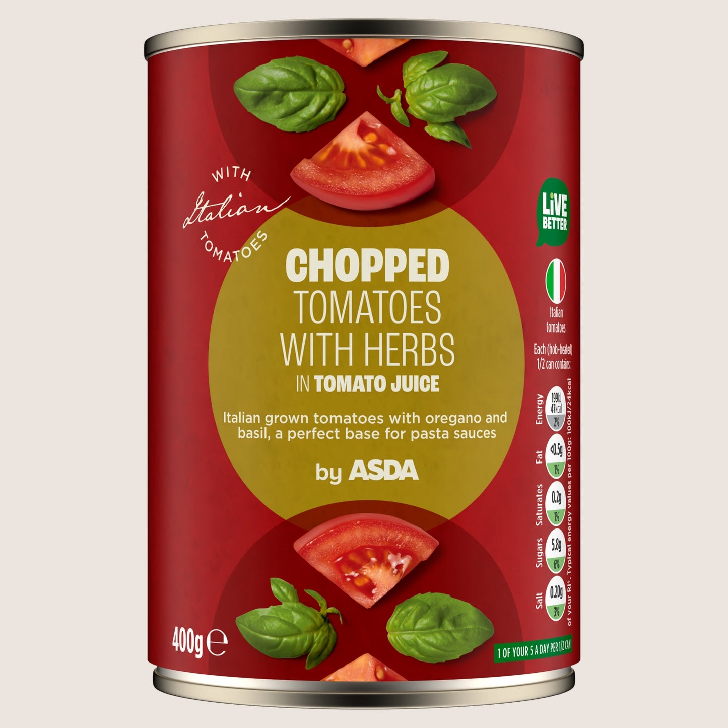 ASDA Chopped Tomatoes with Herbs Sun Ripened Tomatoes 400g