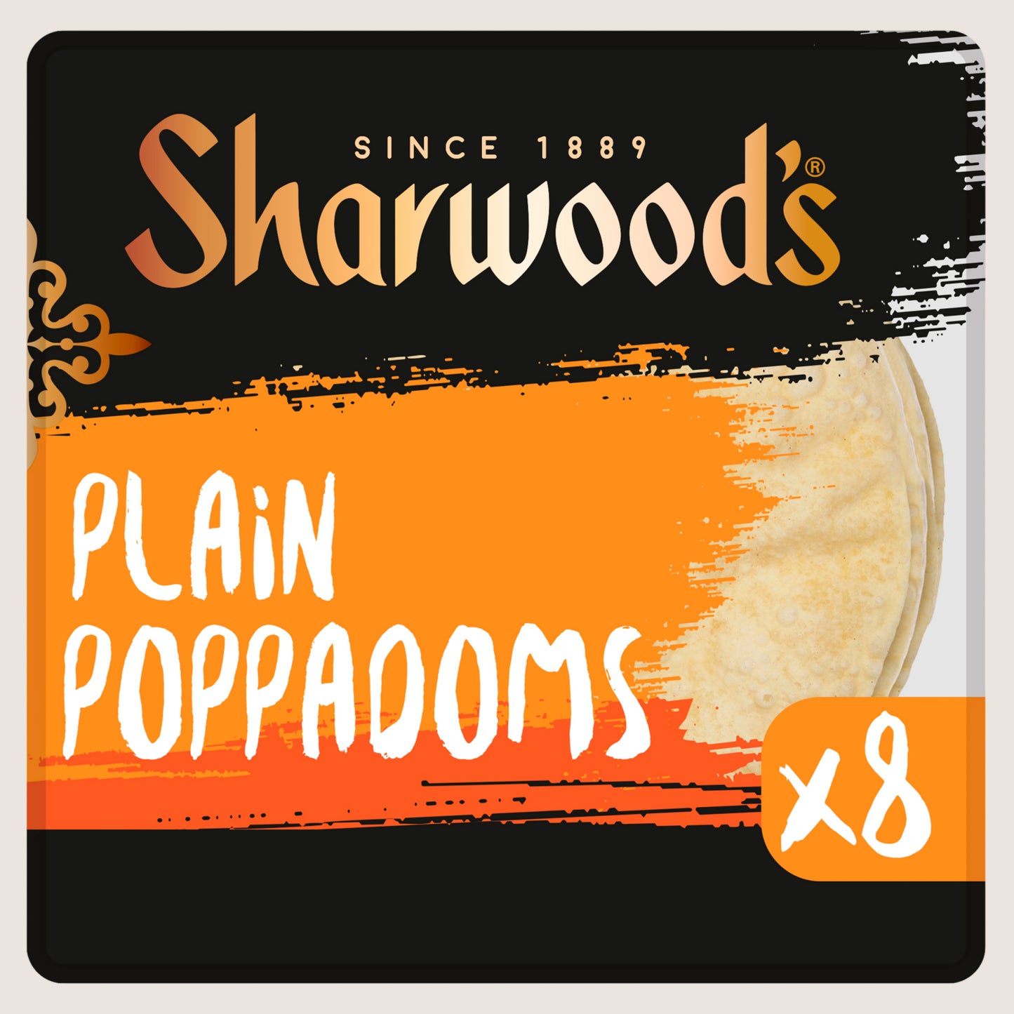 Sharwood's 8 Plain Poppadoms No Artificial Additives