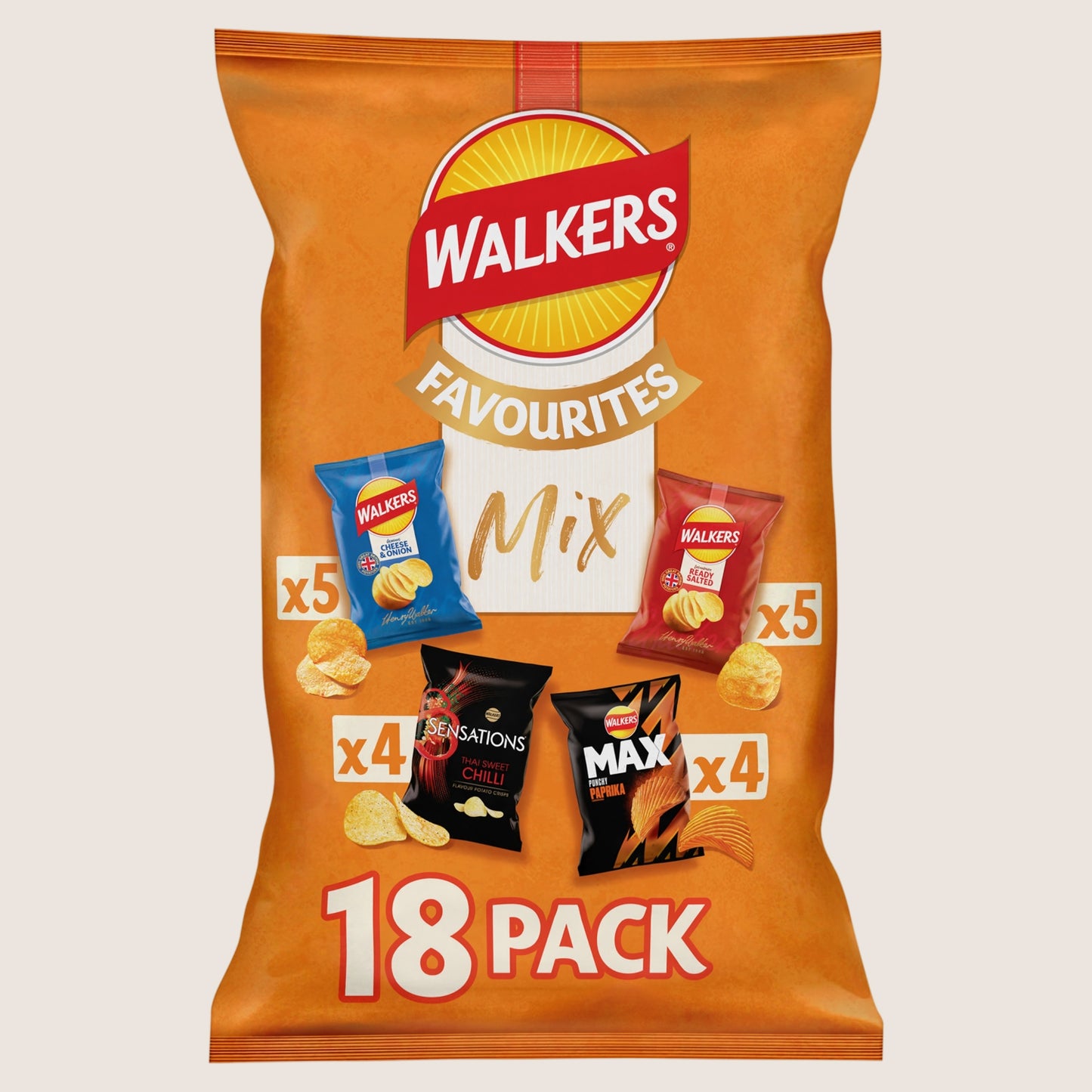 Walkers Favourites Crisps Mix of 18 Packs No Artificial Additives