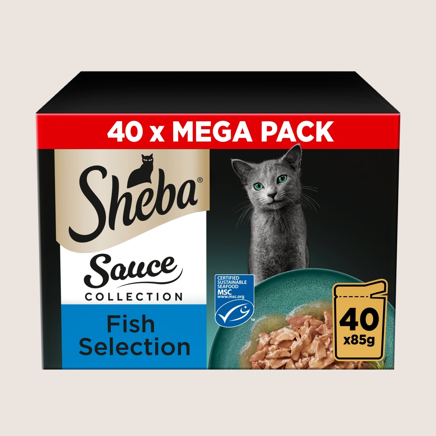 Sheba Sauce Collection Adult Cat Food Pouch Fish Selection With Taurine 40 x 85g