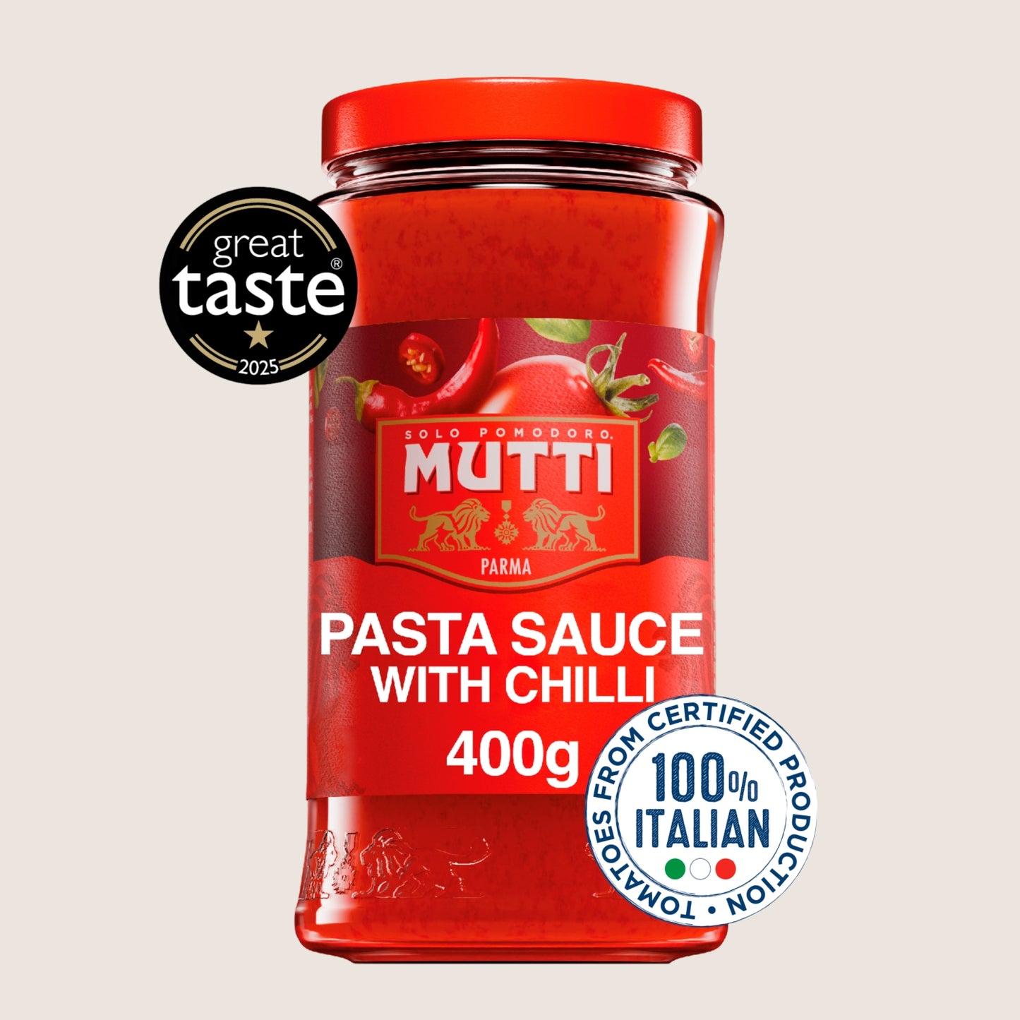Mutti Tomato Pasta Sauce with Chilli No Added Sugar 400g