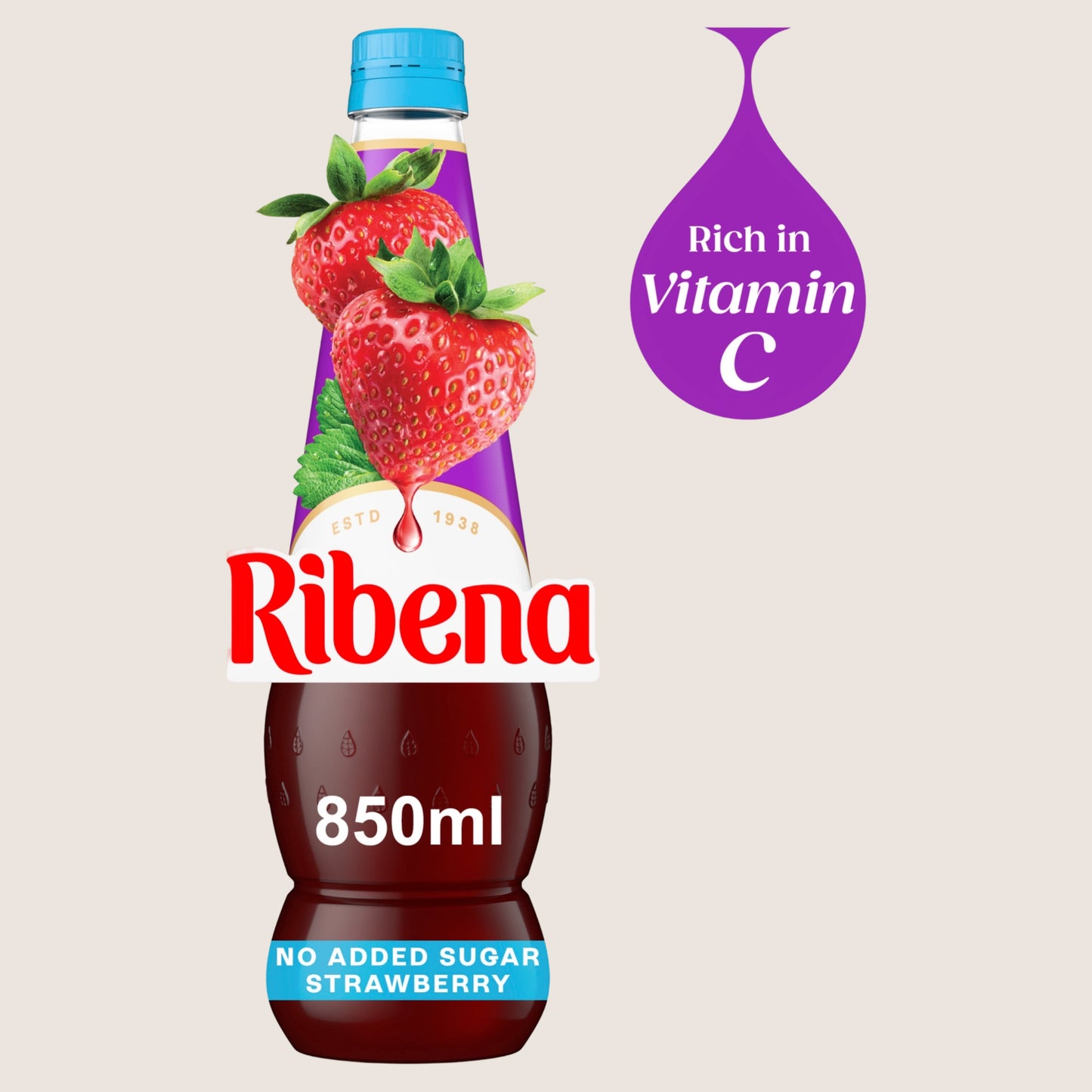 Ribena Strawberry Squash No Added Sugar 850ml