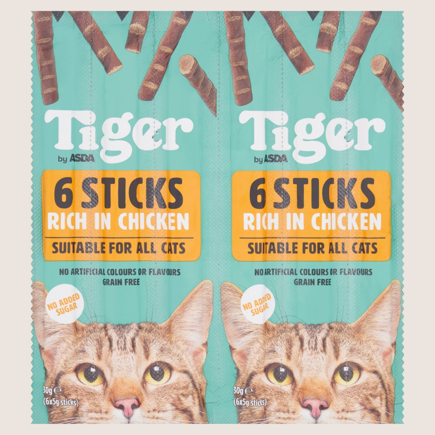 Tiger by ASDA Tiger Sticks Grain Free 6 x 5g