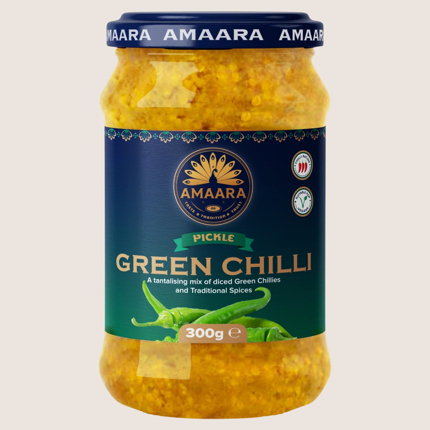 Amaara Green Chilli Pickle No Artificial Additives 300g
