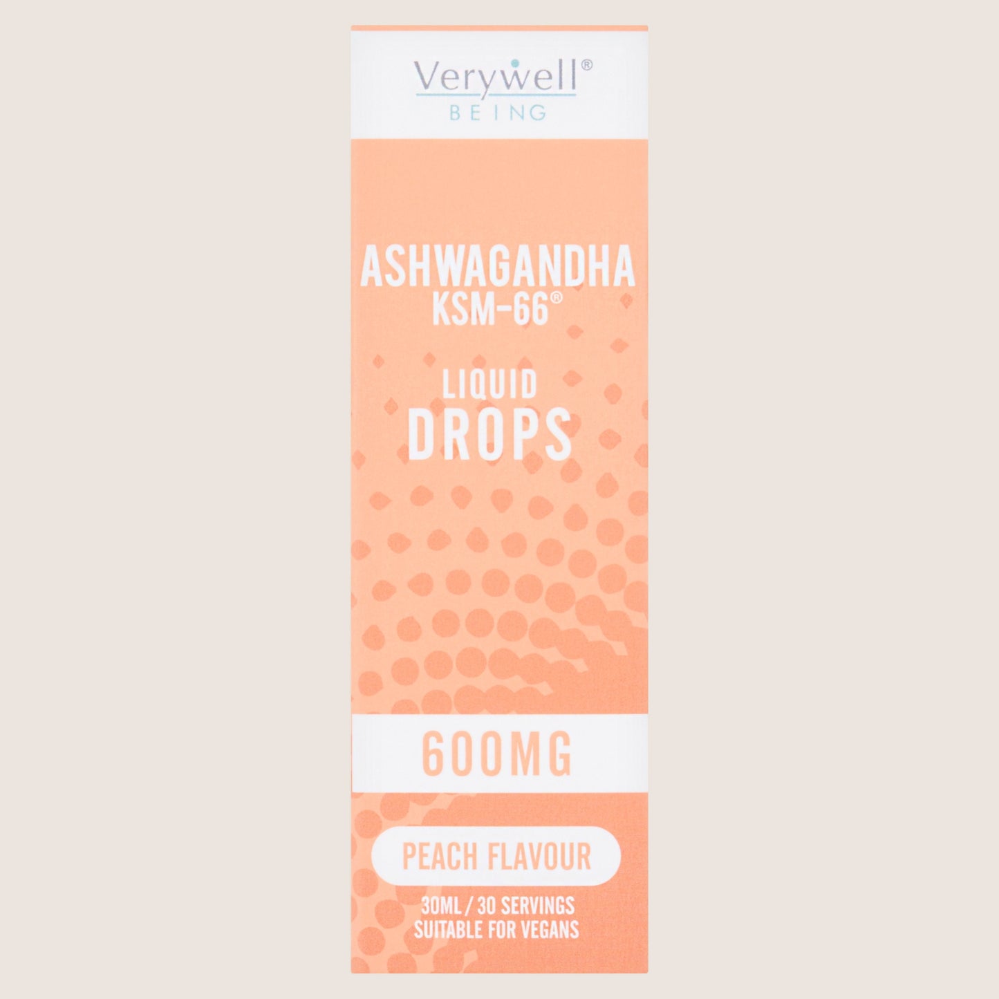 Verywell Peach Flavour Ashwagandha KSM-66 Liquid Drops 600mg
