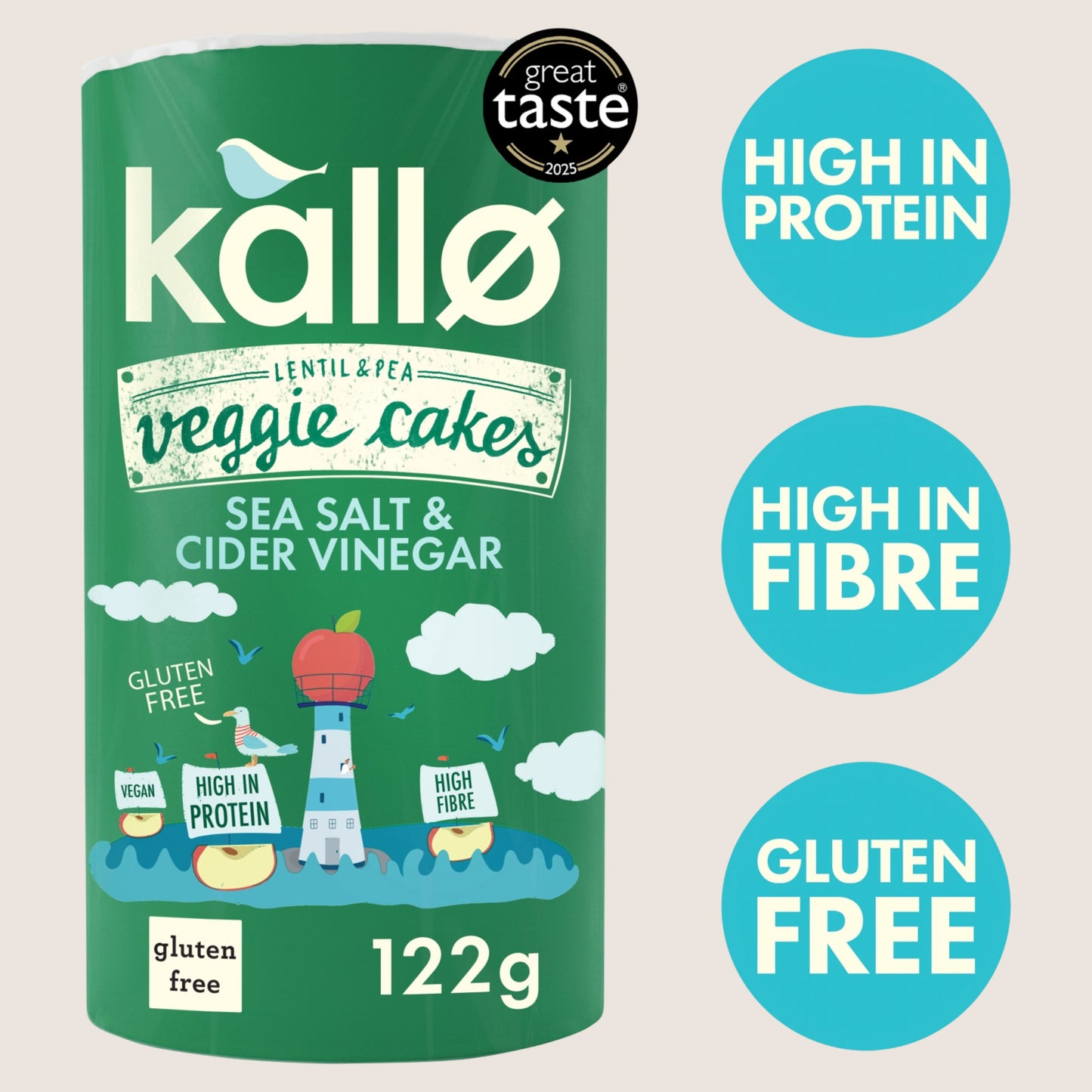 Kallo Lentil & Pea Veggie Cakes Sea Salt & Cider Vinegar Free From Artificial Additives 122g