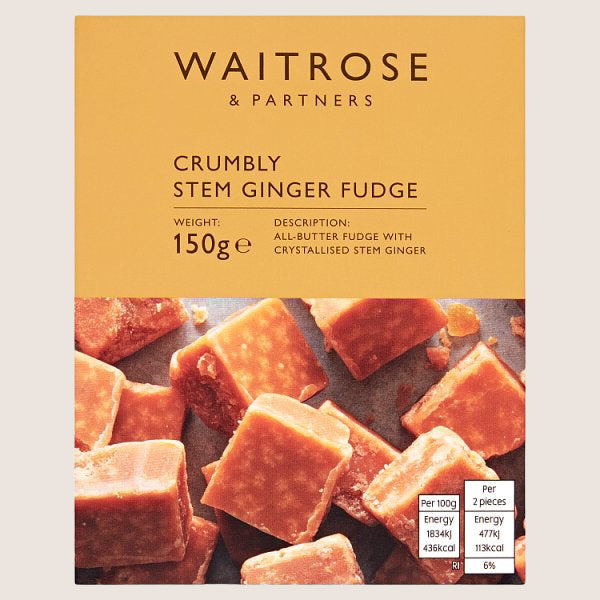Waitrose Stem Ginger Crumbly Fudge Quality Choice 150G