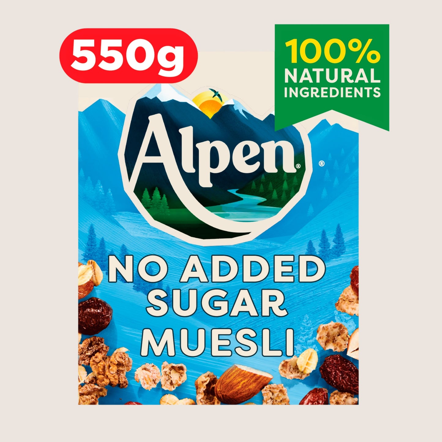 Alpen No Added Sugar Muesli Breakfast Cereal Wholegrain 550g