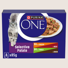Purina ONE PURINA ONE Selective Palate Mini Filets in Gravy Wet Cat Food With Omega Oils 8x85g