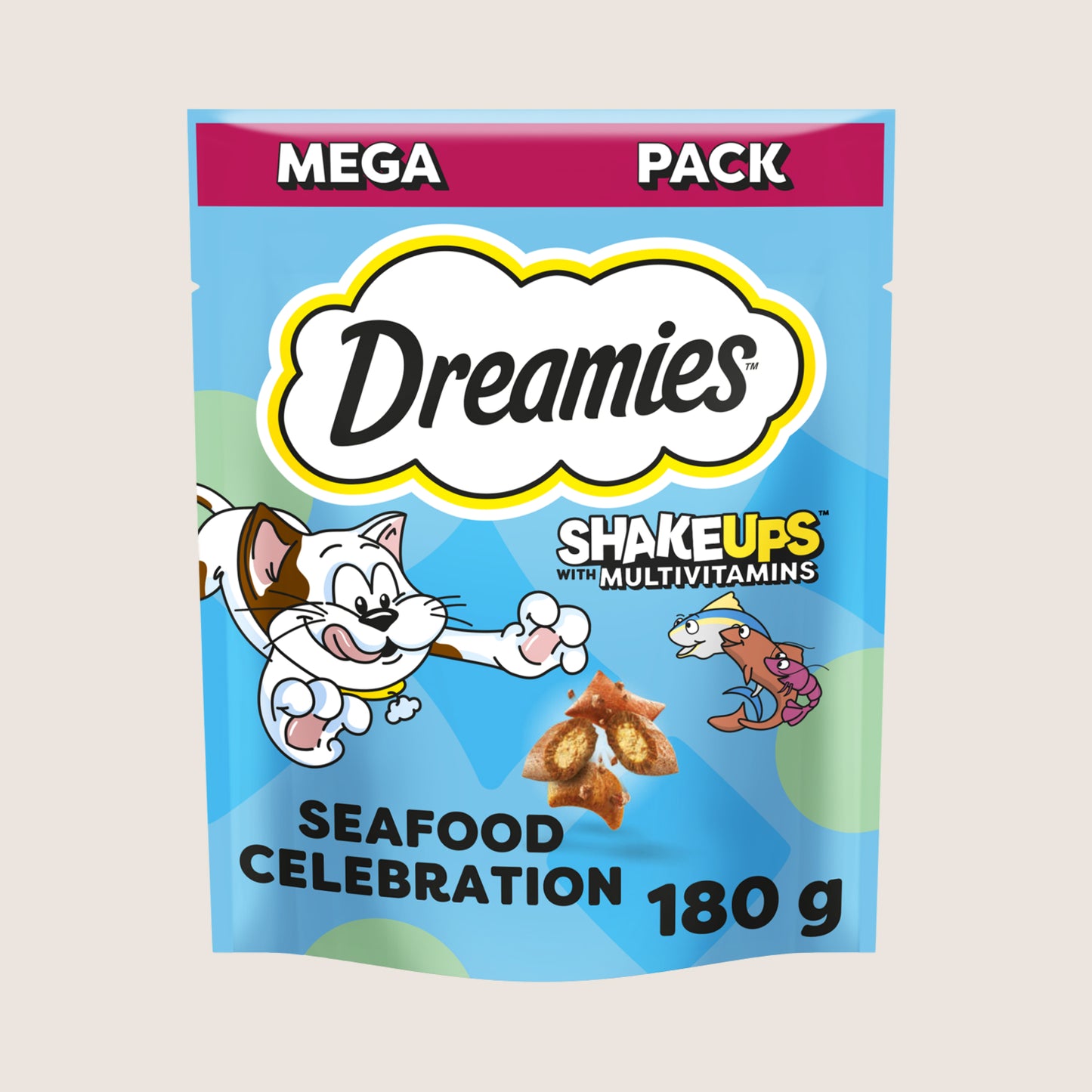 DREAMIES DREAMIES Shake Ups Cat Treat Biscuits Seafood Celebration Nutritionally Complete 180g