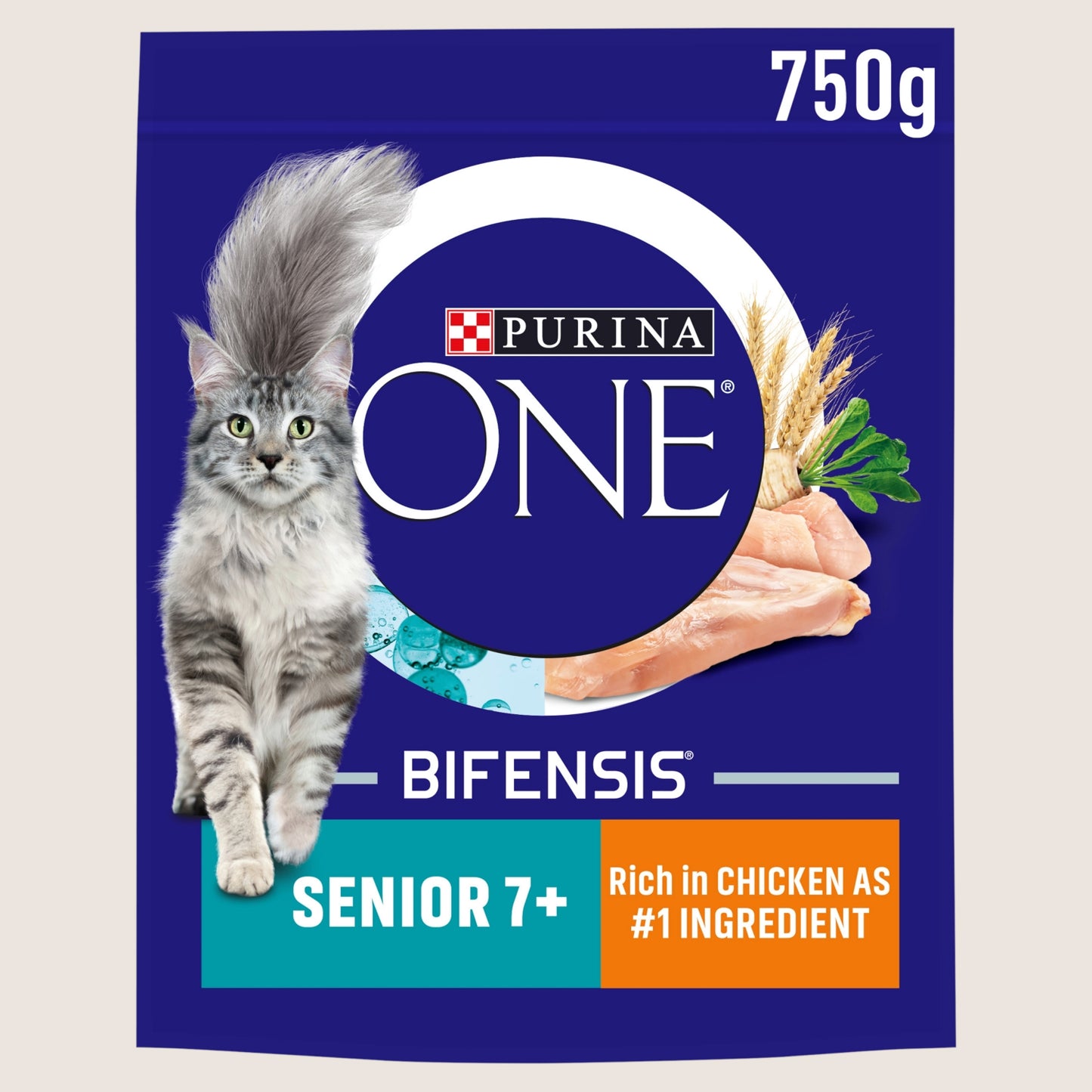 Purina ONE Senior 7+ Chicken Dry Cat Food Senior Formula 750g