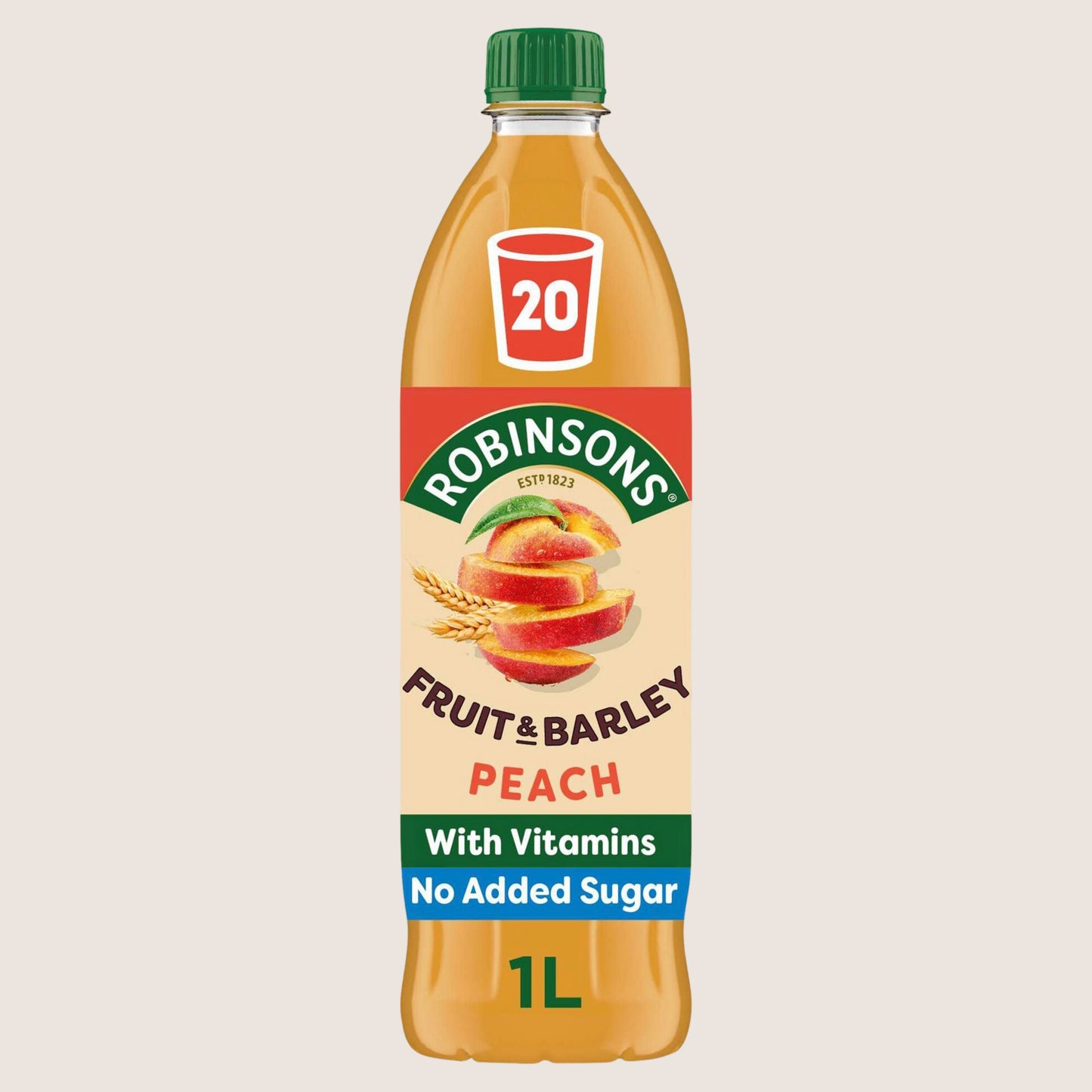 Robinsons Fruit & Barley with Vitamins Peach Squash No Added Sugar 1L