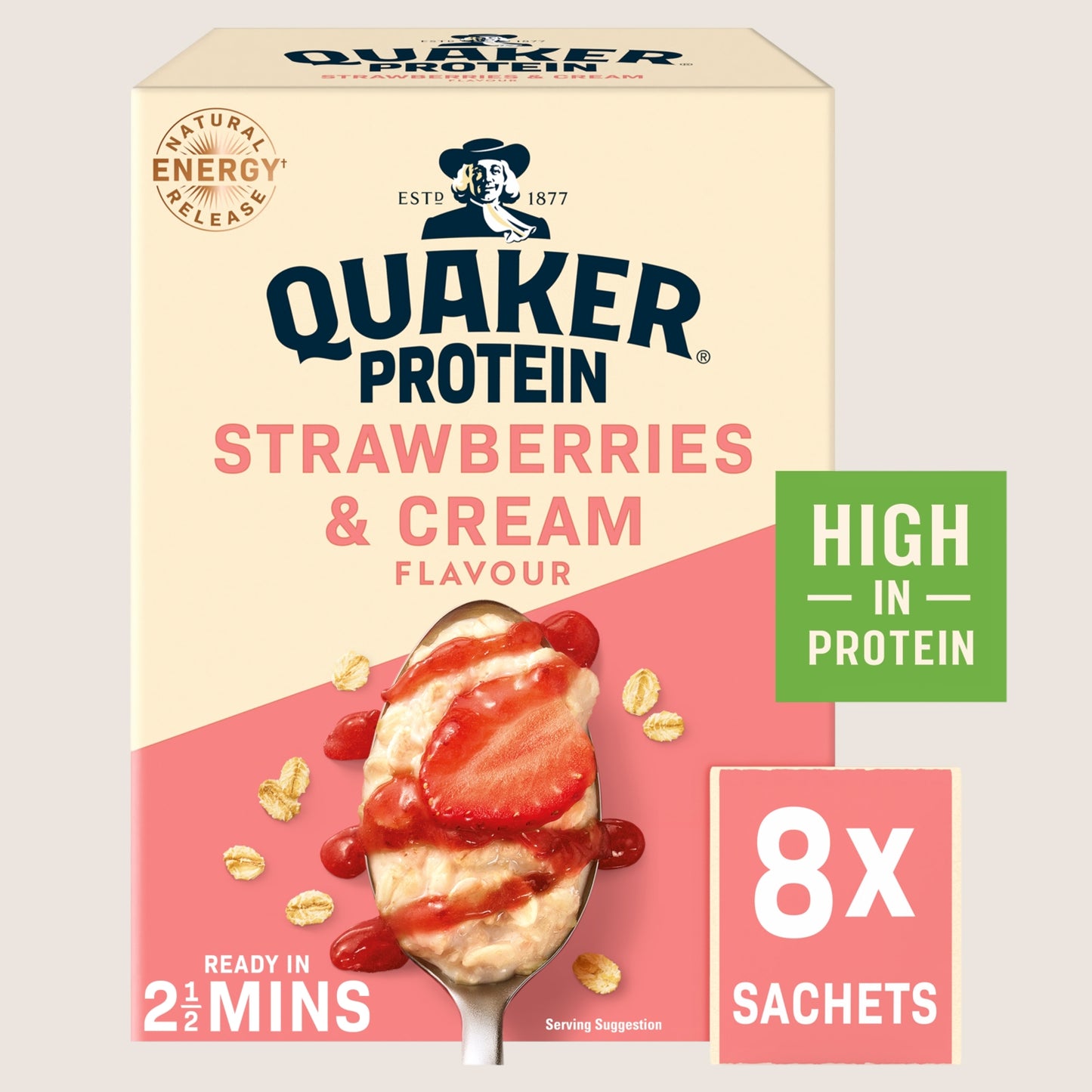 Quaker Oats High Protein Strawberries & Cream Porridge Sachets High Protein 335g