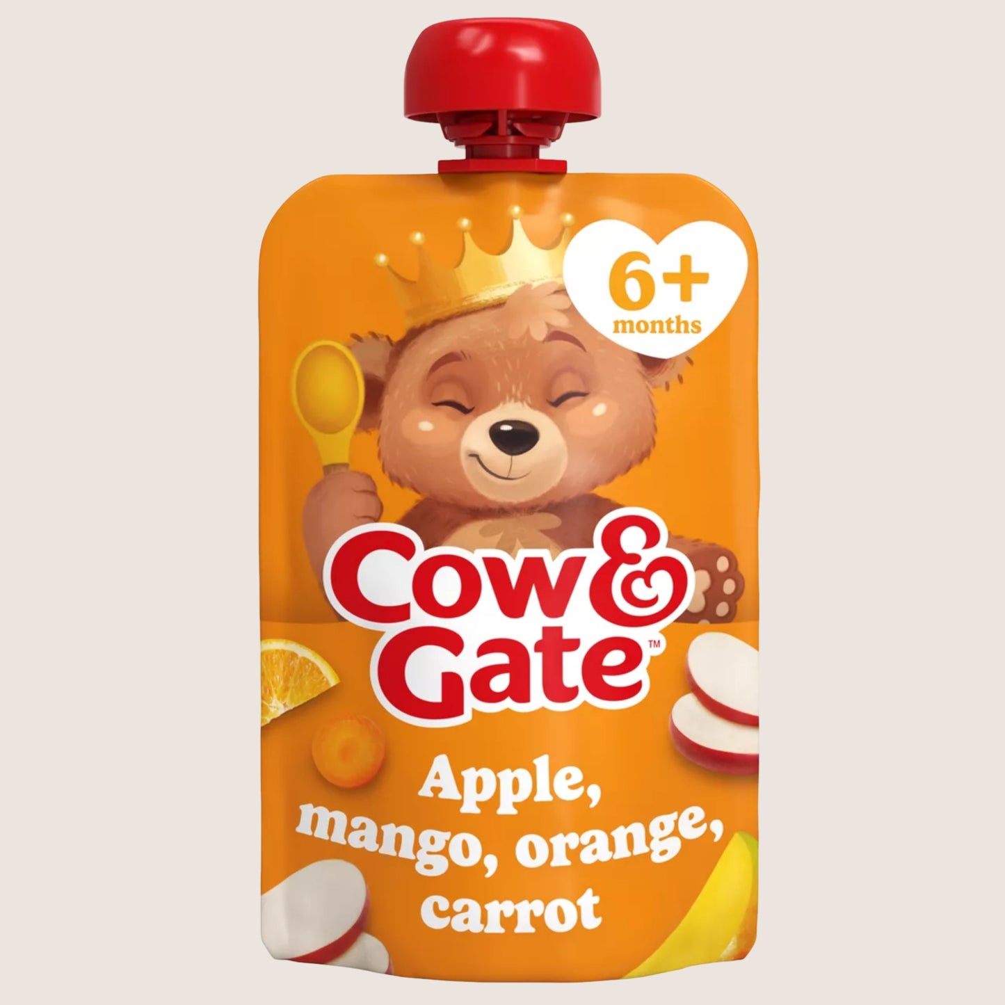 Cow & Gate Fruit Pouch Apple Mango Orange & Carrot Baby Food Snack, 6+ Months 6 Months Plus 100g
