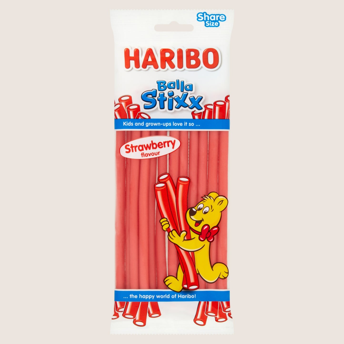 Haribo Balla Stixx Chewy Strawberry Flavour Sweets Sharing Bag 140g