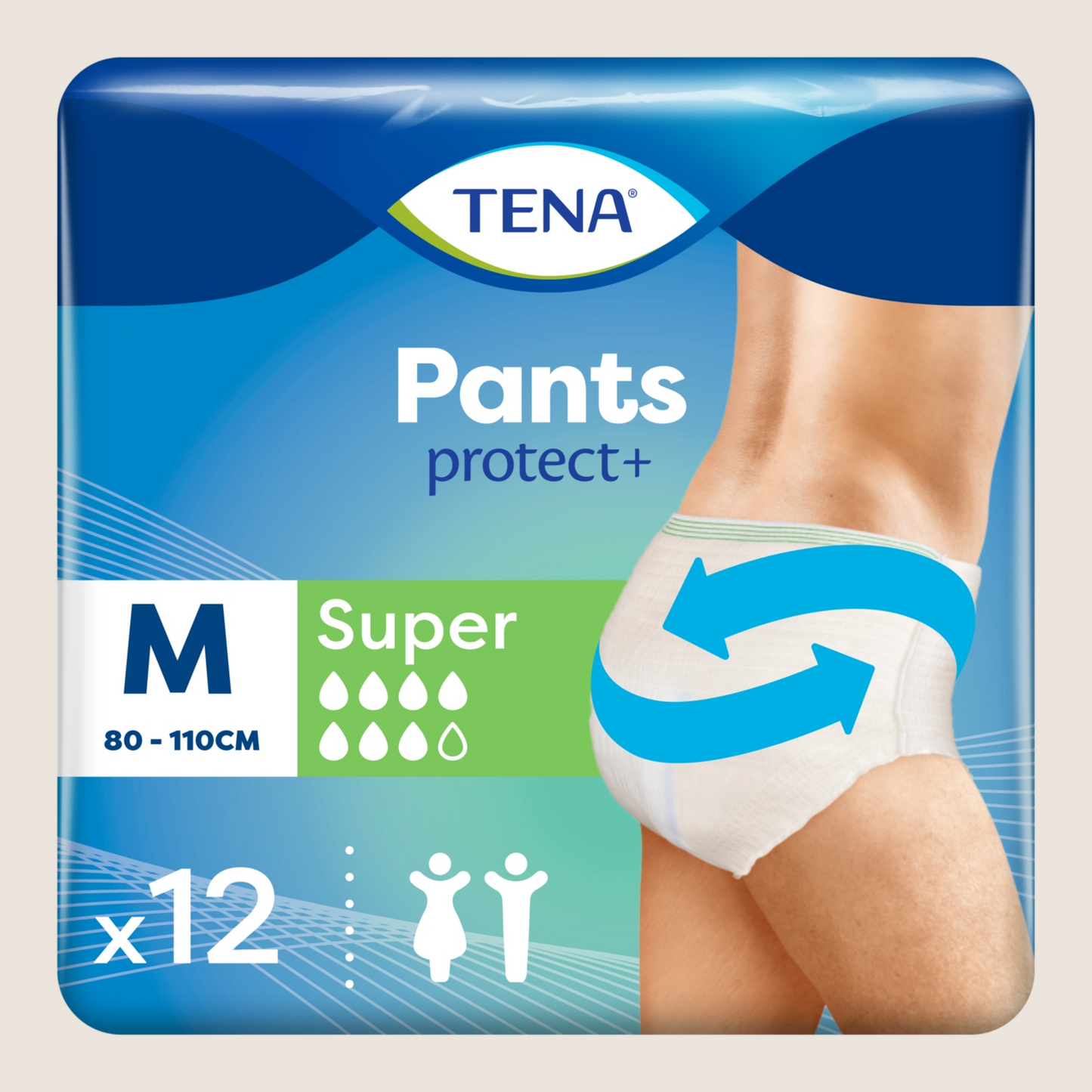 Tena Incontinence Pants Protect+ Super Medium Gentle Formula 12 Pack