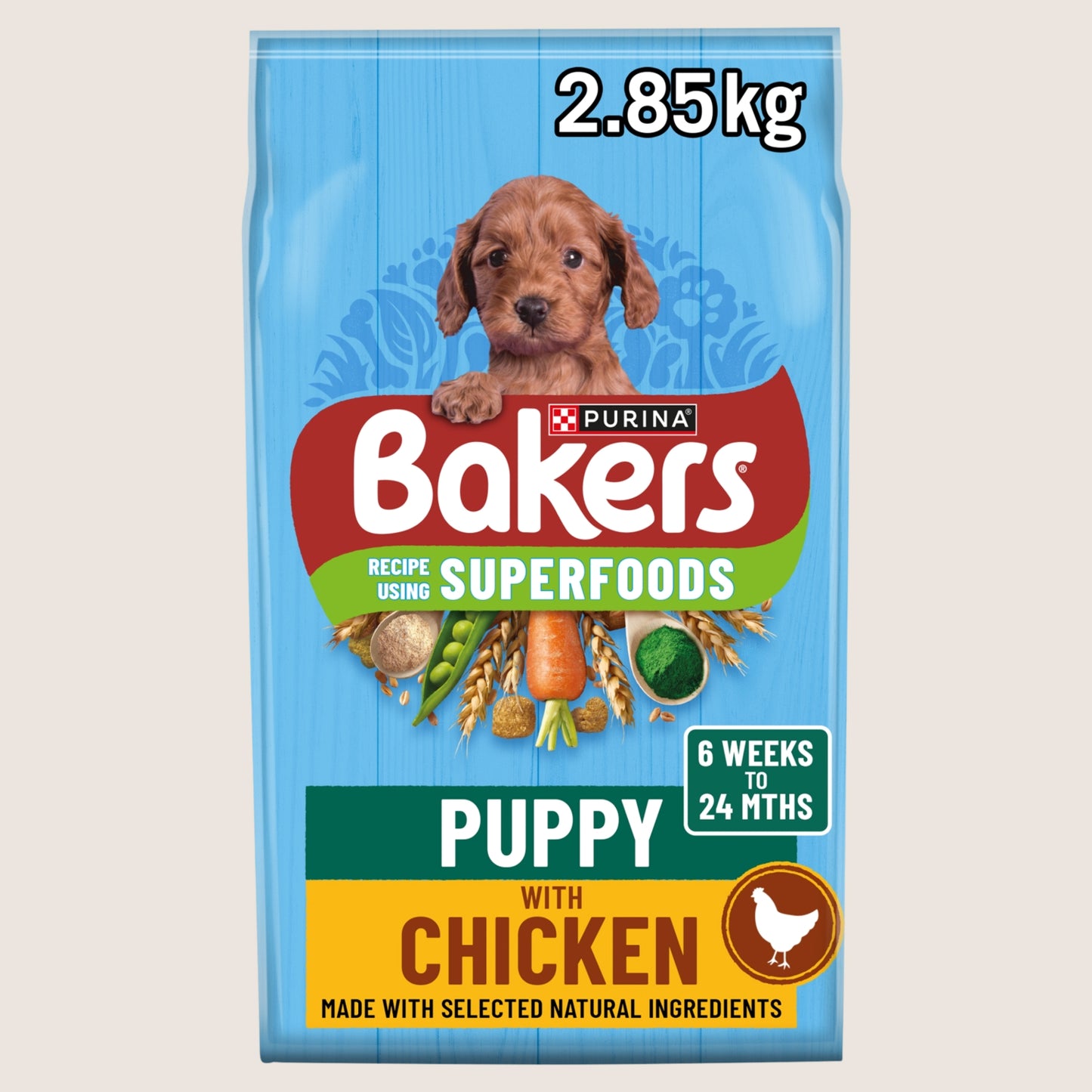 Bakers Superfoods Puppy Chicken with Vegetables Dry Dog Food With Omega Oils 2.85kg