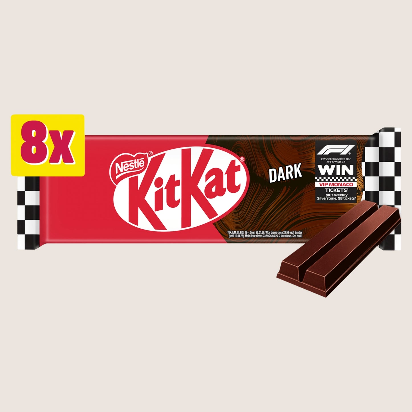 KitKat F1 2 Finger Dark Chocolate Biscuit Bar Dark Chocolate 8 Pack 165.6g