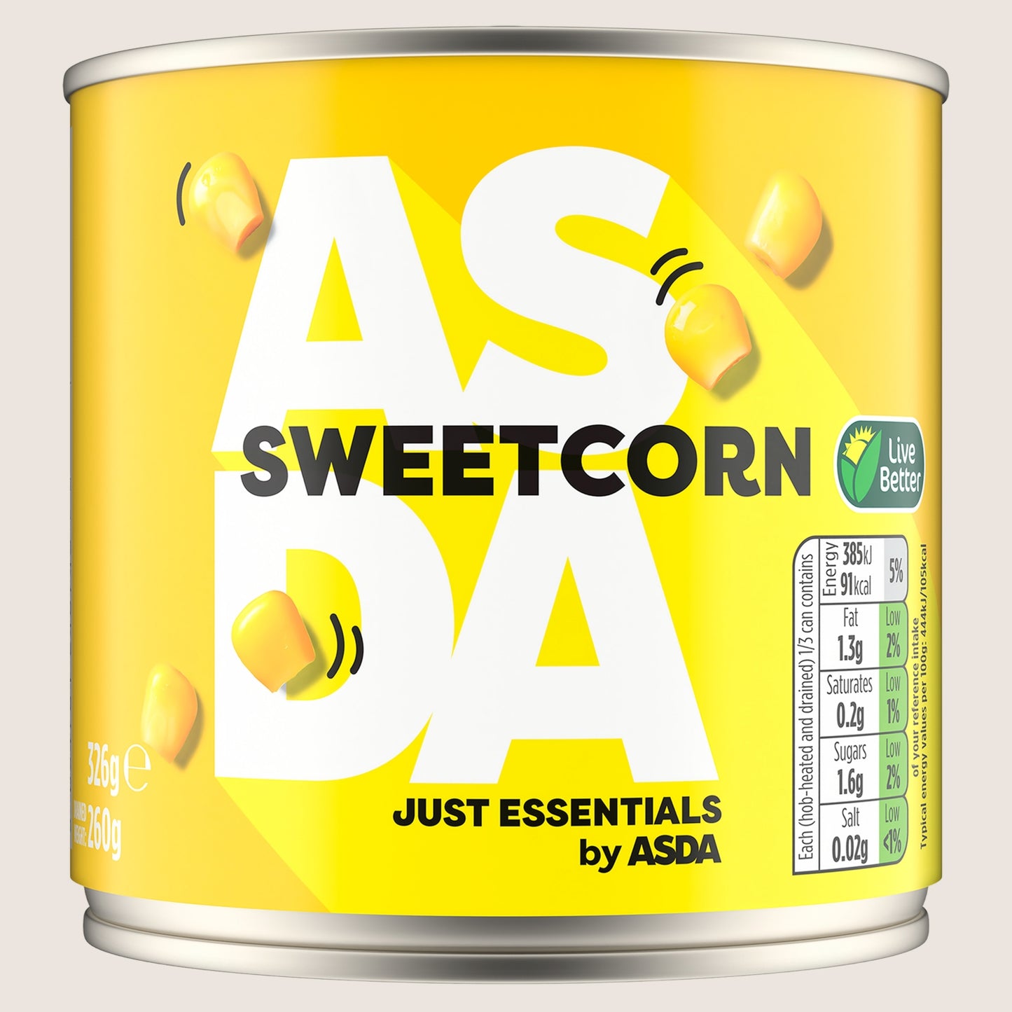 JUST ESSENTIALS by ASDA Just Essentials Sweetcorn Garden Fresh 326g